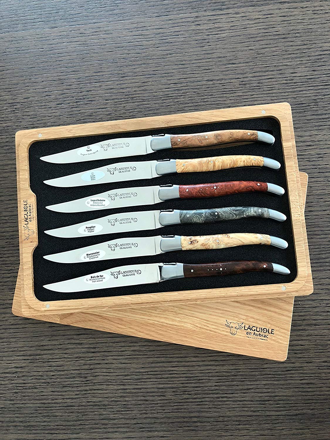 Buy Laguiole en Aubrac Laguiole Steak Knives Set of 6, Mixed Woods