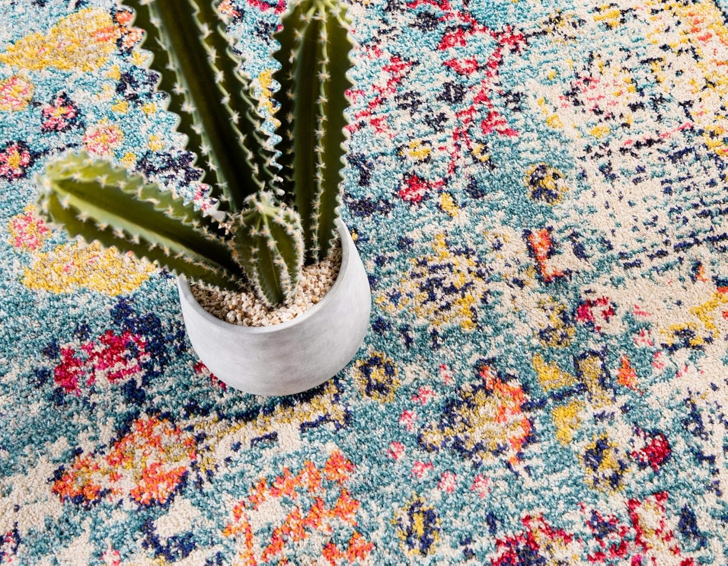 Rugs.com El Paso Collection Rug – 6 Ft Runner Blue Medium Rug Perfect for Hallways, Entryways
