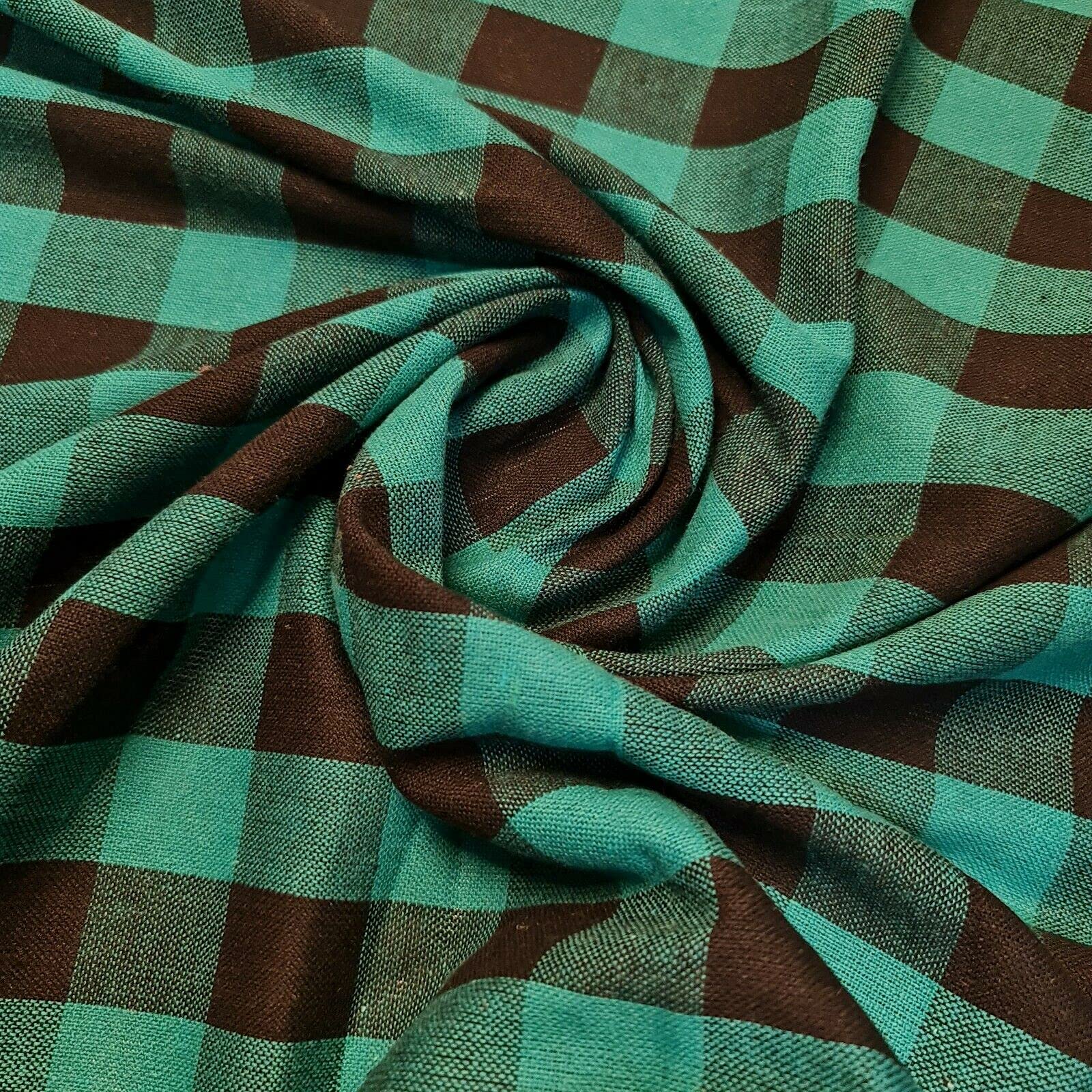 Gingham lniana tkanina w kratę 2,5 cm khadi miękka lniana tkanina w kratkę Vichy 102 cm (jadeit, 5 m)