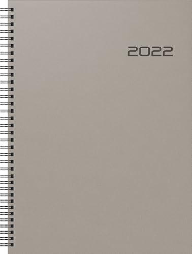 BRUNNEN 1078102002 book calendar model 781, 2 pages = 1 week, 21 x 29.7 cm, polypropylene cover anthracite, calendar 2022, wire-o-binding