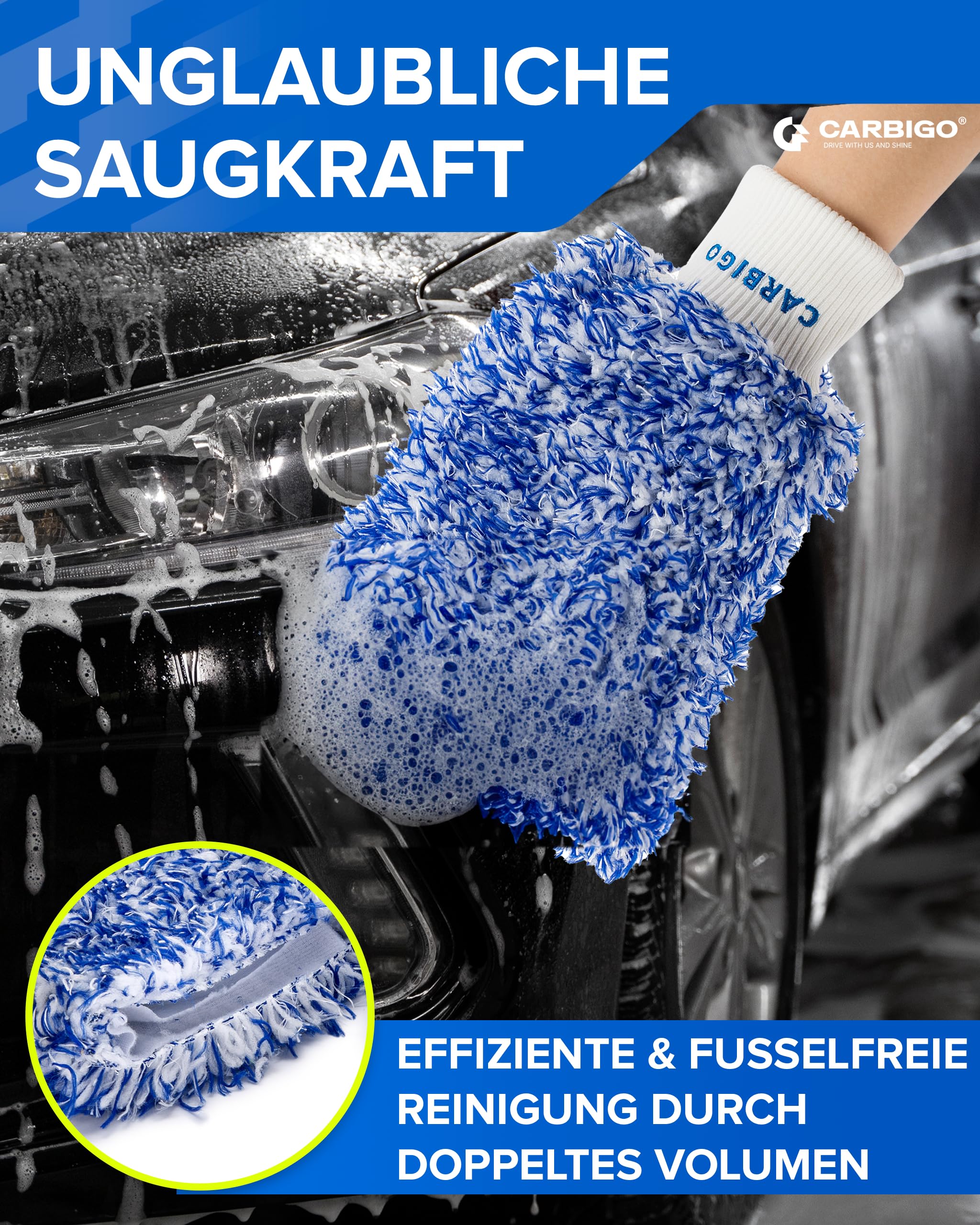 Guanto In Microfibra Per Lavare L'Auto - Doppia Faccia Super Assorbente, Zero Graffi Per Carrozzeria E Interni
