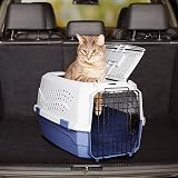 Amazon Basics Hard-Sided Cat Carrier, Two-Door Top-Load Pet Dog/Cat Travel Box Carrier, Blue, 58 L x 38 W x 33 H cm - 14