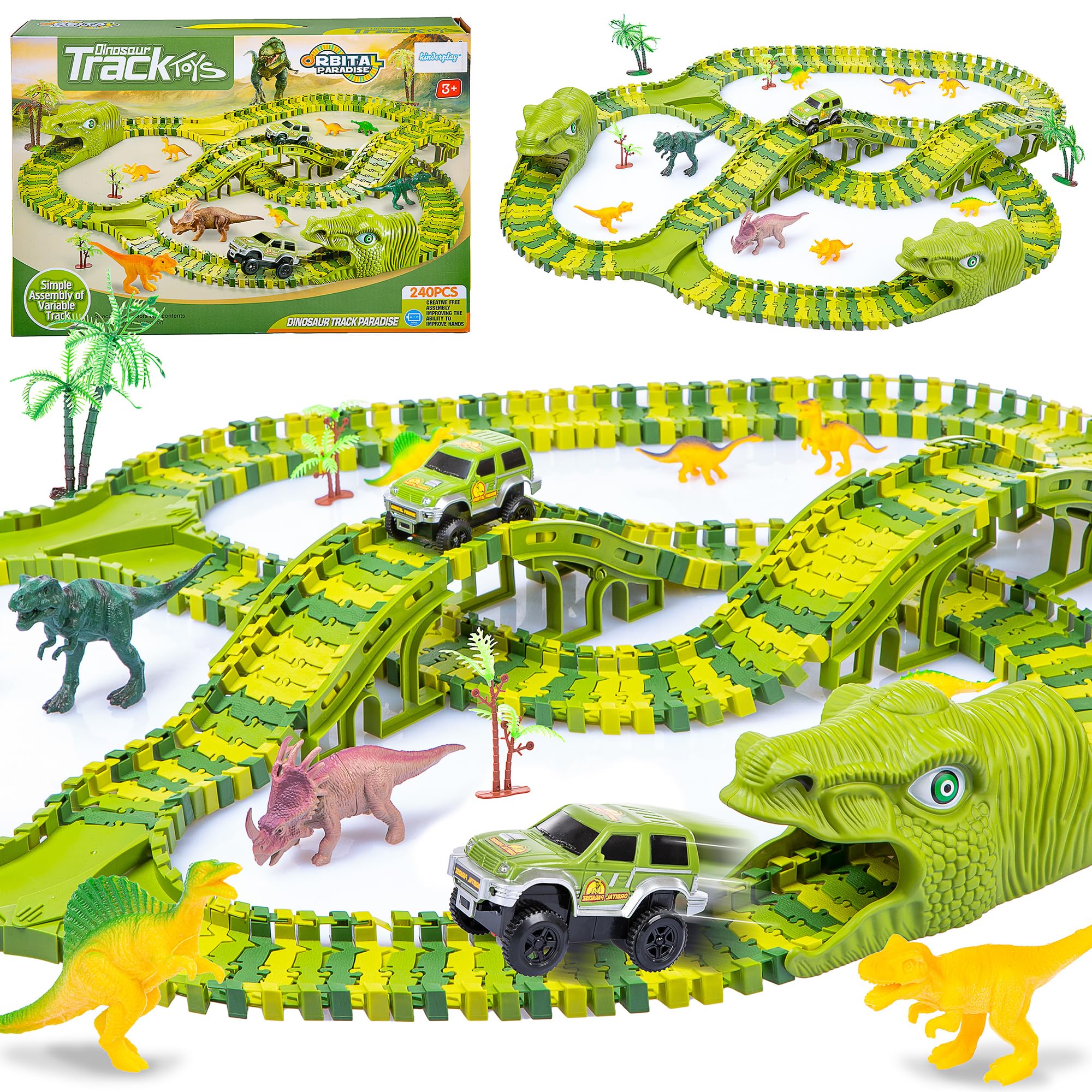 Circuito De Carreras Flexible Parque De Los Dinosaurios 360 Cm, 240 Piezas Con Coche – Kinderplay (KP9279)-image