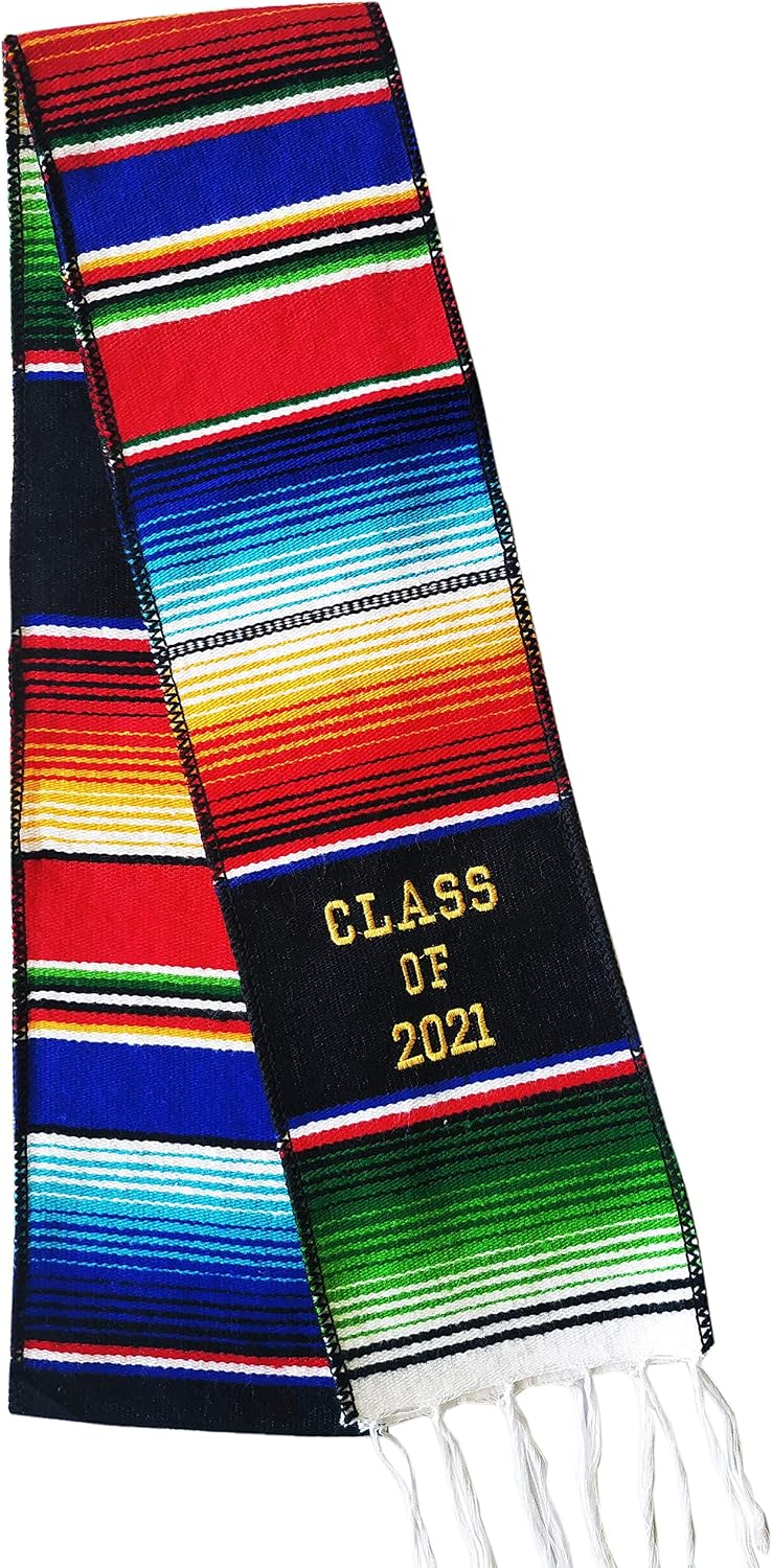 ULEFIX Yani?s Gifts Mexican Graduation Stole Class of 2021 Hispanic Stole Graduation Serape Sash Scarf (2021)
