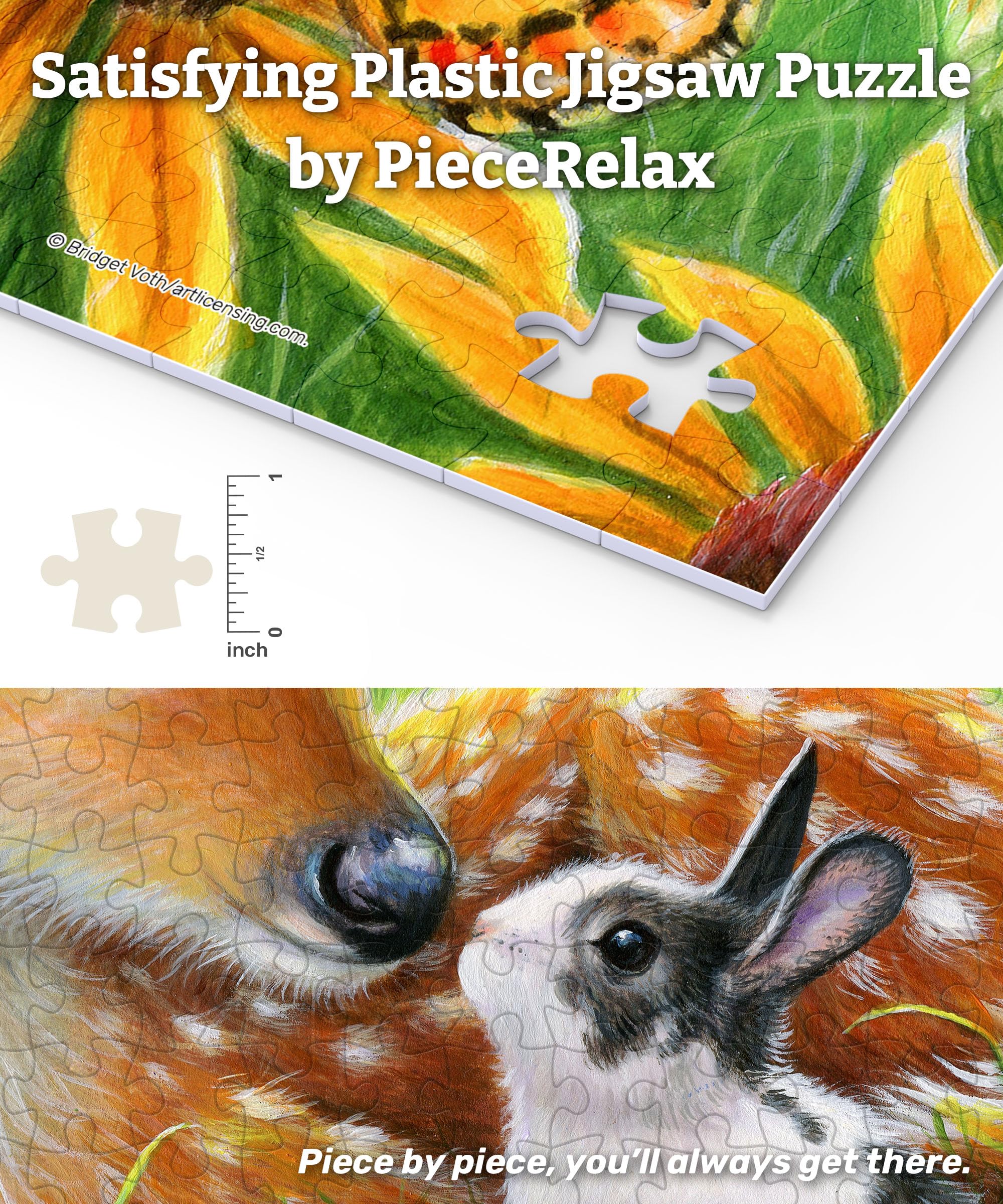 PieceRelax PieceClicks Puzzle 1000 Pièces Friends in The Forest | Puzzle 1000 pièces pour adultes, 47,6 x 63,3 cm, Bridget Voth, puzzle animaux forêt