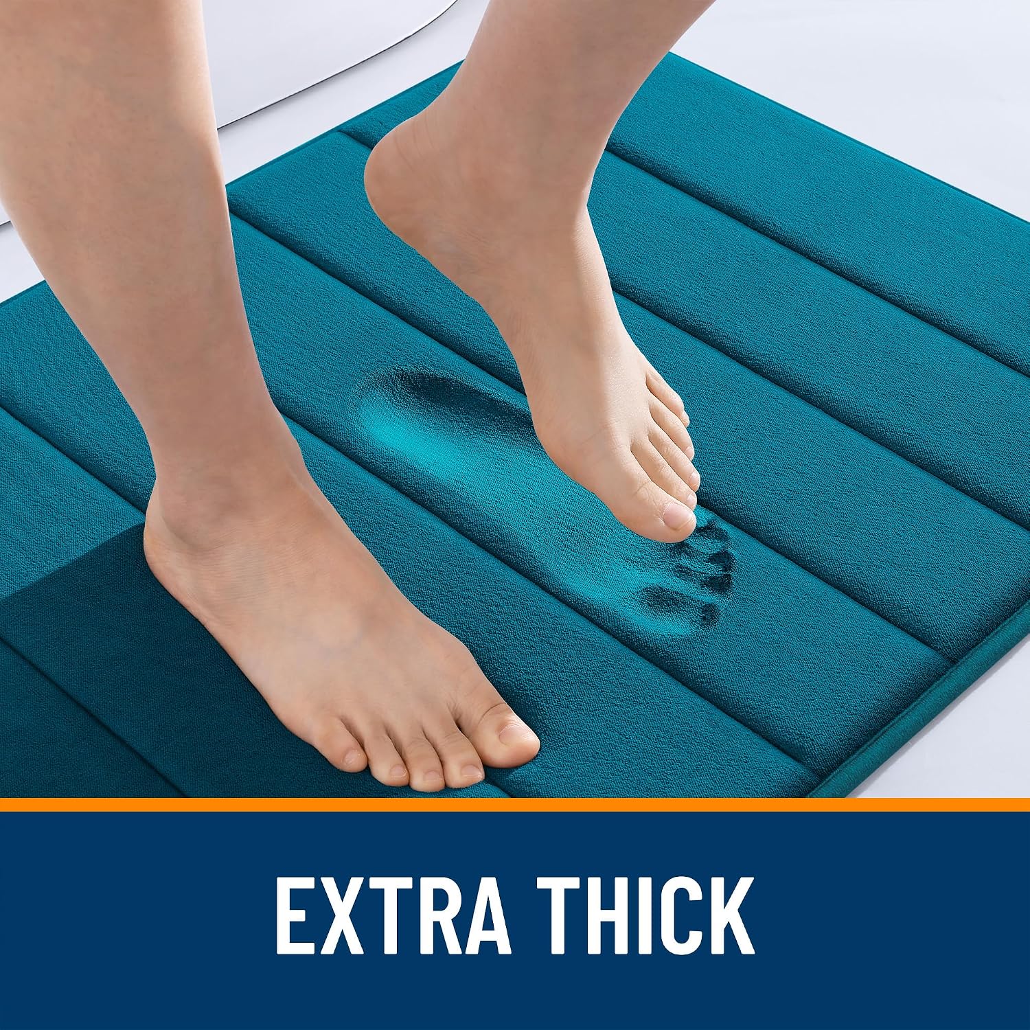 OLANLY Memory Foam Bath Mat 30x20, Super Soft Absorbent Bathroom Rugs, Quick Dry, Machine Washable Shower Floor Rugs, Bathmat Carpet, Bathroom Home Decor Accessories, Peacock Blue
