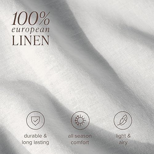 Miniatura 4 de Bare Home Juego de sábanas California King, sábanas lujosas de 100% lino tamaño California King, bolsillos profundos, ajuste fácil, juego de 4