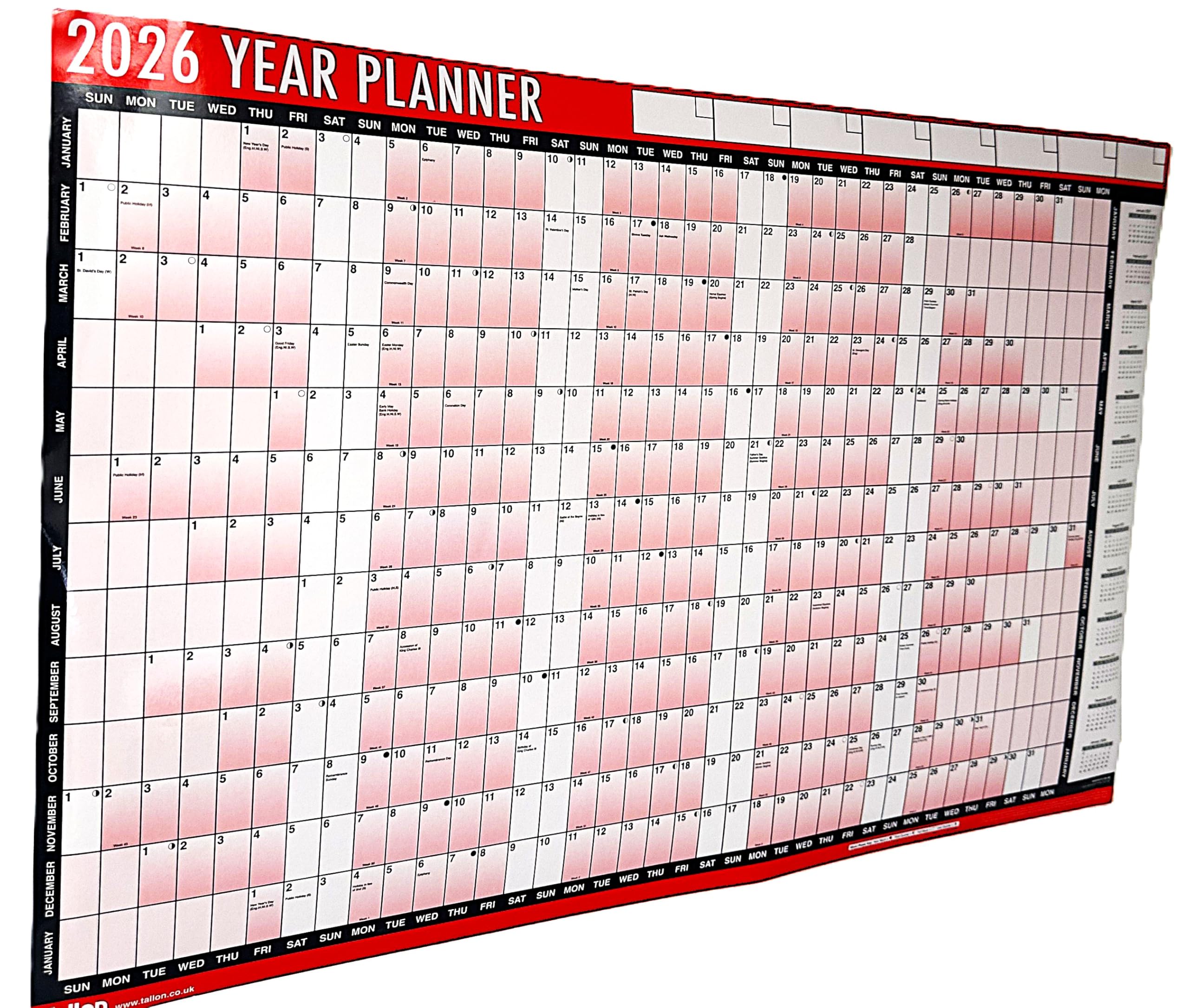2026 Year Wall Planner A1 Calendar Large 85cm X 58cm Laminated Unmounted With Stickers And Pen