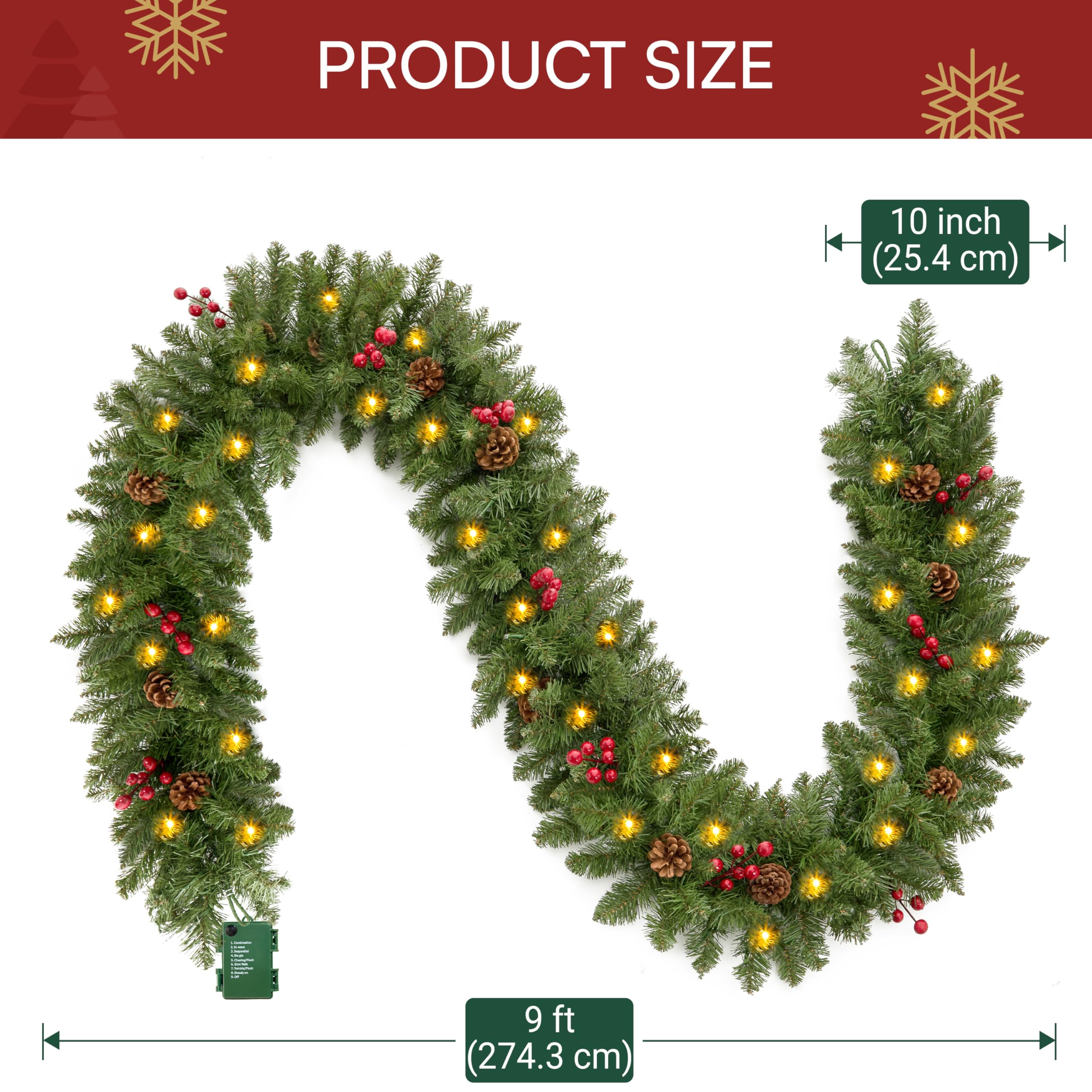 Amazon.com: Joiedomi 9Ft Christmas Garland Prelit with Lights, 100