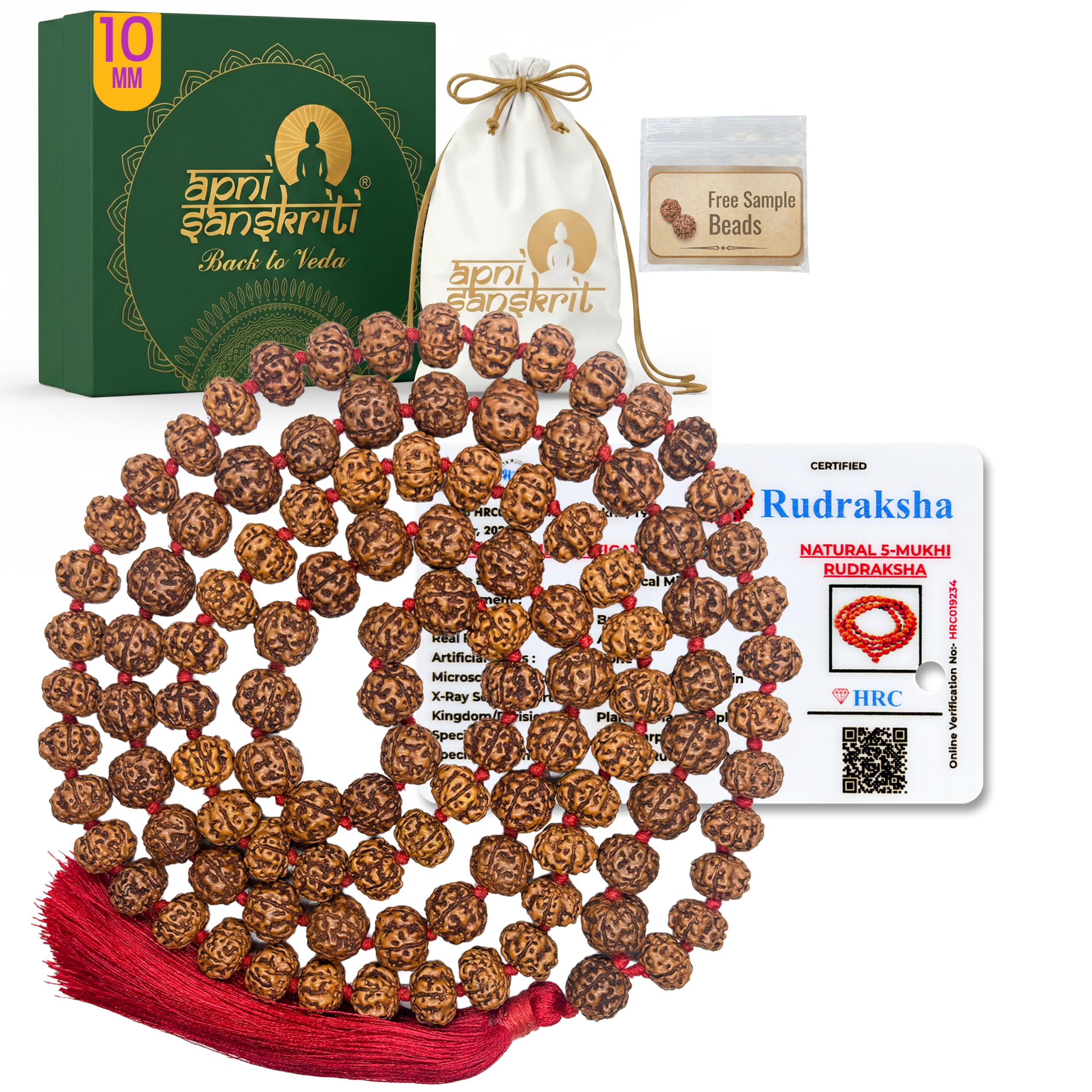 5 Mukhi Rudraksha Mala - Natural & Lab Certified -13