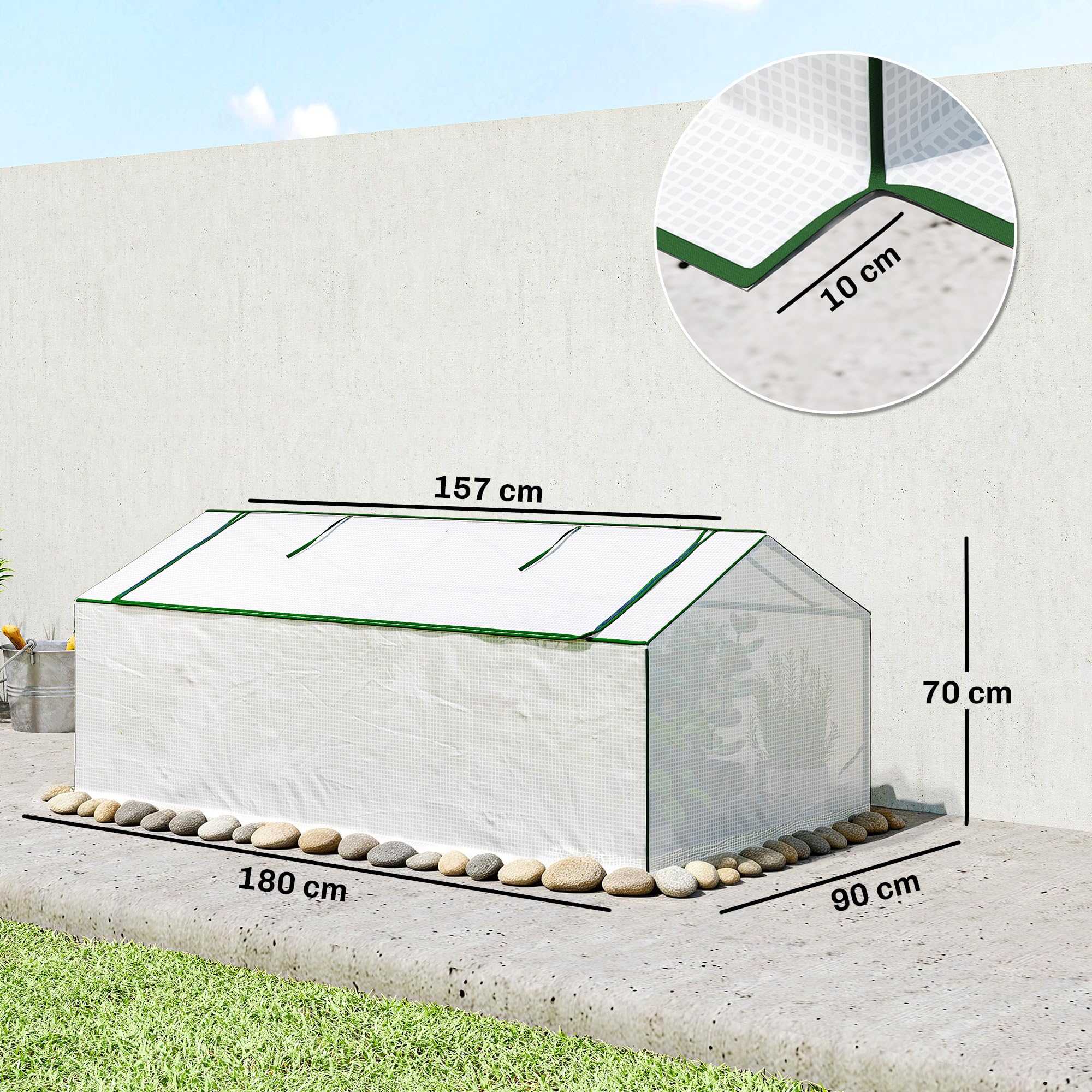 Outsunny Serra con finestra in PE 180x90x70 cm bianco