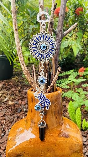 Miniatura 5 de LUCKBOOSTIUM Colgante colgante de elefante con cristal de piedra negra y mandala, signo de buena suerte y bendición, artículos decorativos y