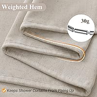 Vista 5 de Naturoom cortina de ducha de 36 pulgadas - cortina de ducha estrecha para espacio pequeño, de medio tamaño, de lino verde ultra gruesa, juego