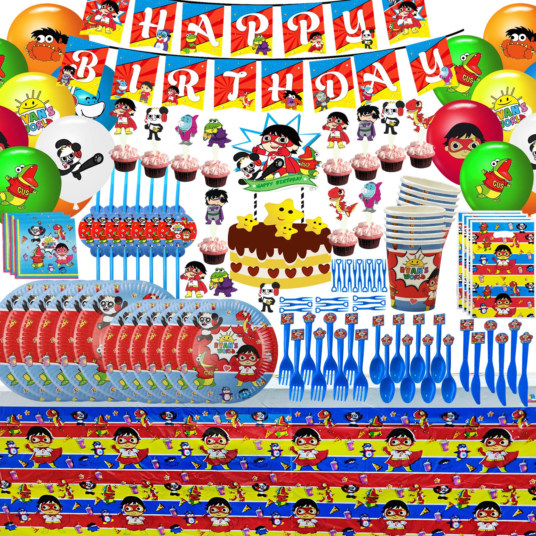 Buy Ryans World Party Supplies Set HAPPY BIRTHDAY Banner, Balloons