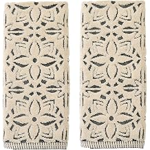 SKL Home Lisbon Hand Towel Set-2pc, Premium 100% Cotton, Black