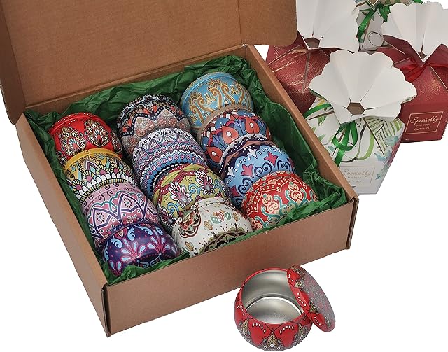 ORZU 12 Pcs 4oz Candle Tin Container Jars with Lid | 6 Gift Boxes | Candle Making Kit | Empty Metal Container Jar | Storage Tea Candy Gifts Spices Jewelry Art Craft Decorative DIY
