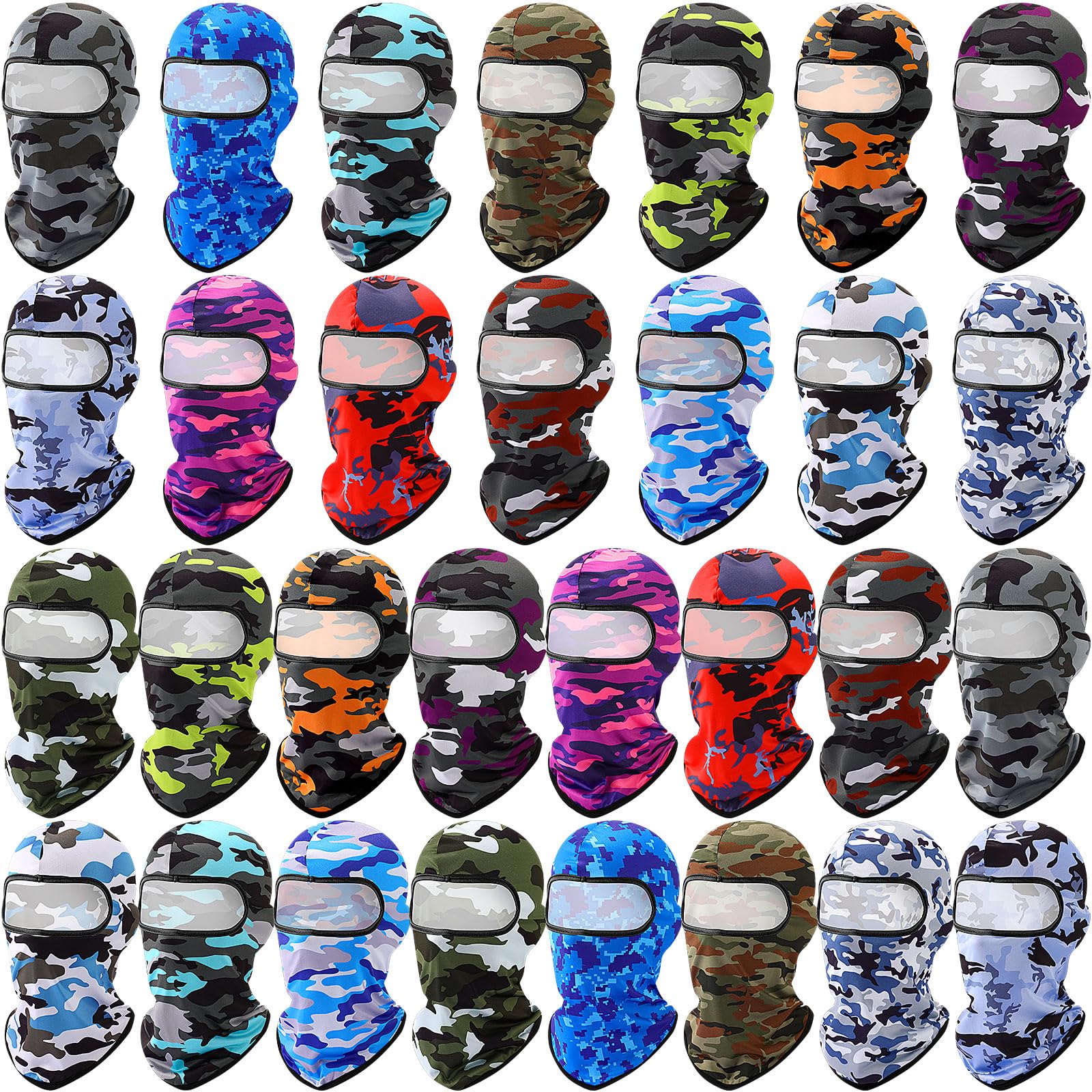 Vicenpal 30 Pcs Balaclava Ski Mask Full Face Cover Neck Gaiter UV Sun Protection for Outdoor Sports Cycling