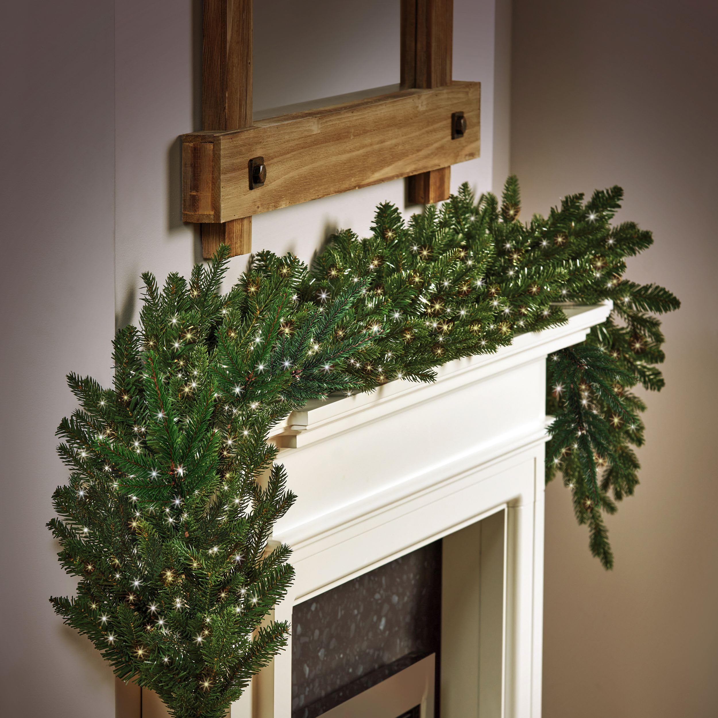 Premier Treebrights Christmas Garland - 240 White & Warm White LEDs - 6M Lit Length - Timer & Multi Action Lights - Indoor & Outdoor
