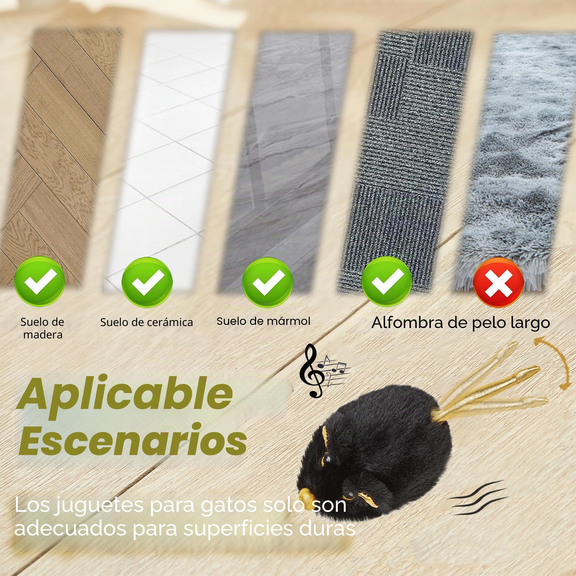 Vealind Juguete Eléctrico para Gatos, Ratón de Juego con Movimiento, Recargable por USB, Interactivo (Negro)