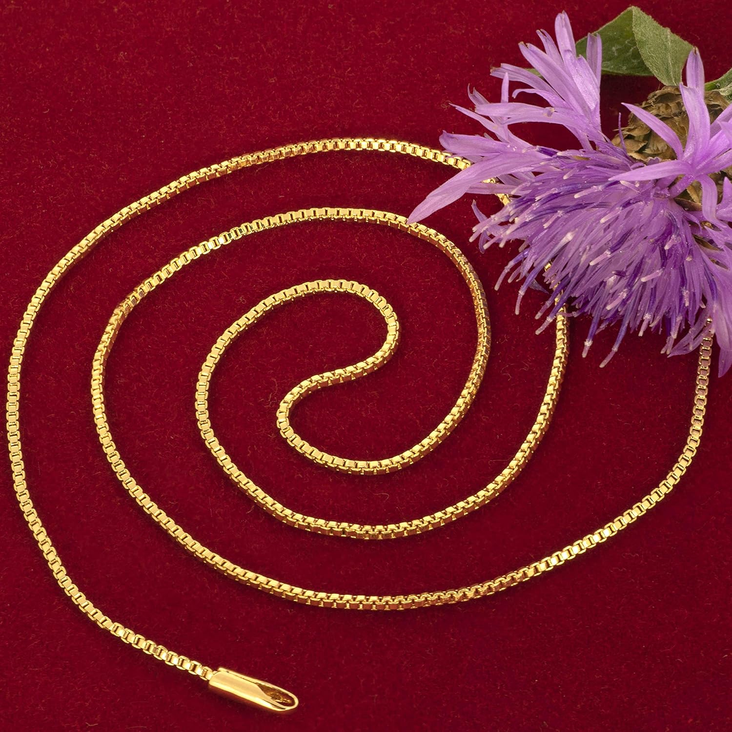 LIFETIME JEWELRY 1mm Box Chain Necklace for Women and Men 24k Real Gold Plated - Image 5