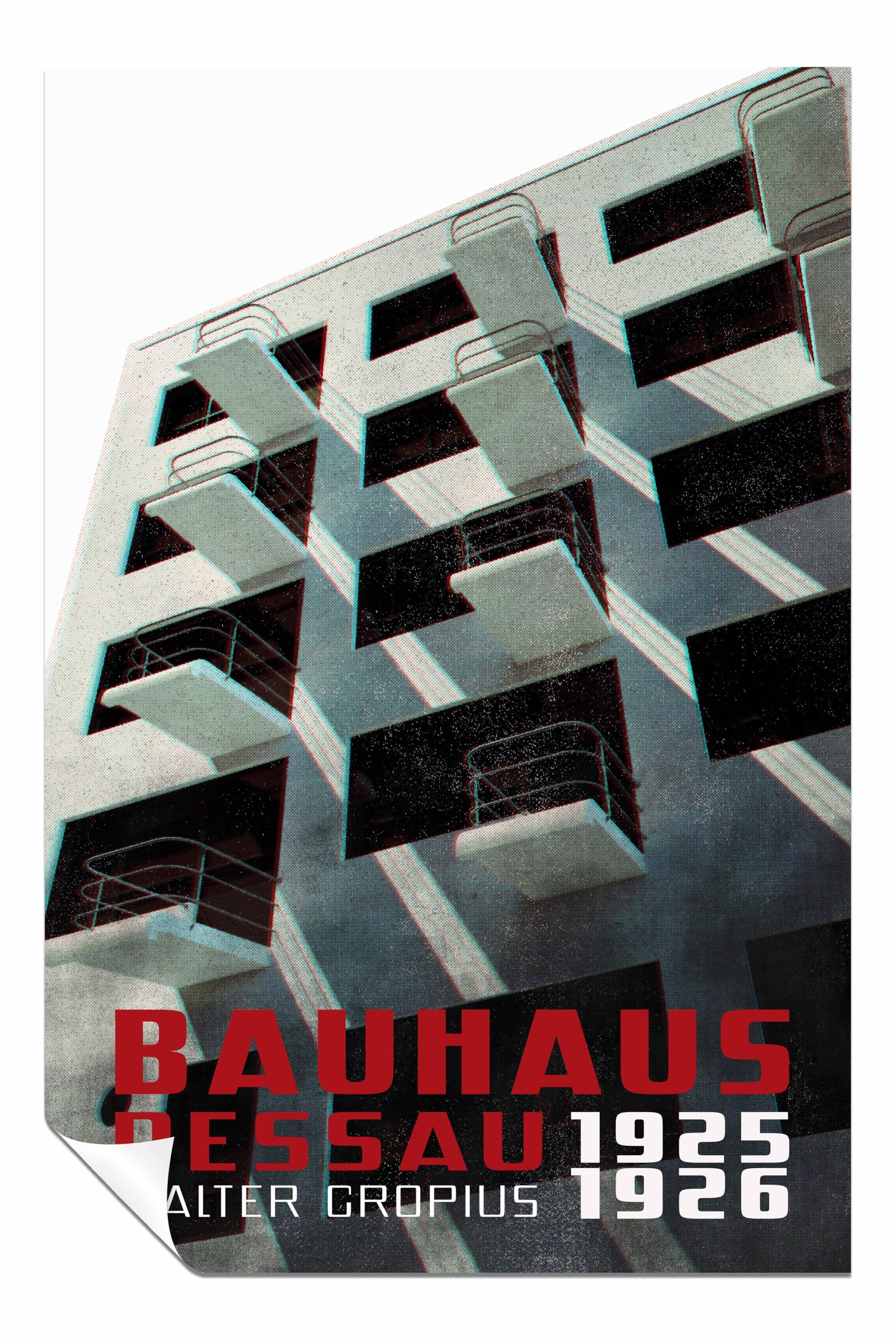 Panther Print Bauhaus Dessau architecture in vintage magazine style VII Unframed Poster, Pictures for Home Walls, Bedroom, Living Room & Bathroom Decor 46x31cm (18x12in)