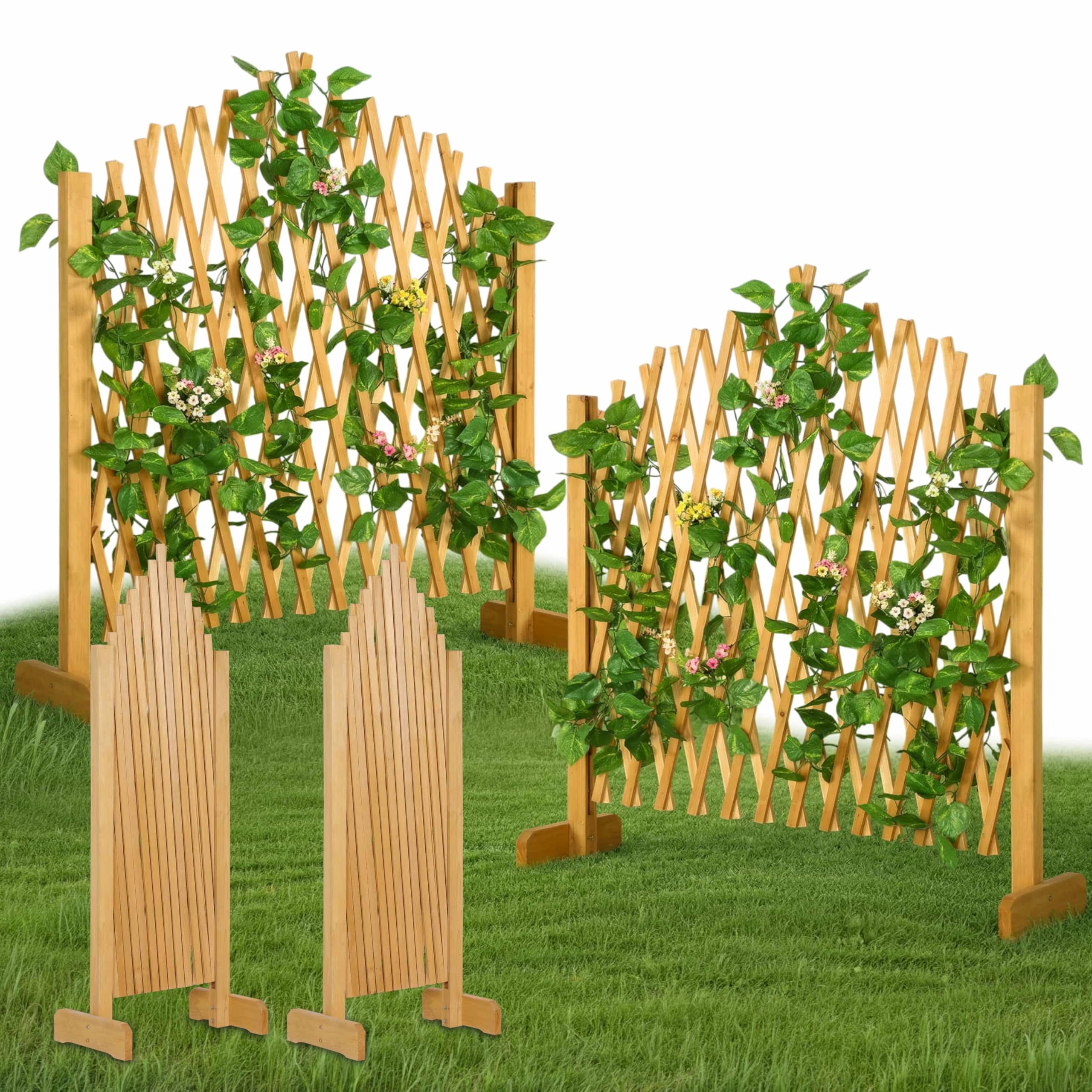 GARDEBRUK® Celosía Extensible 2 uds. Madera hasta 200cm Plantas Trepadoras Enrejado Jardín Valla Separador Terraza