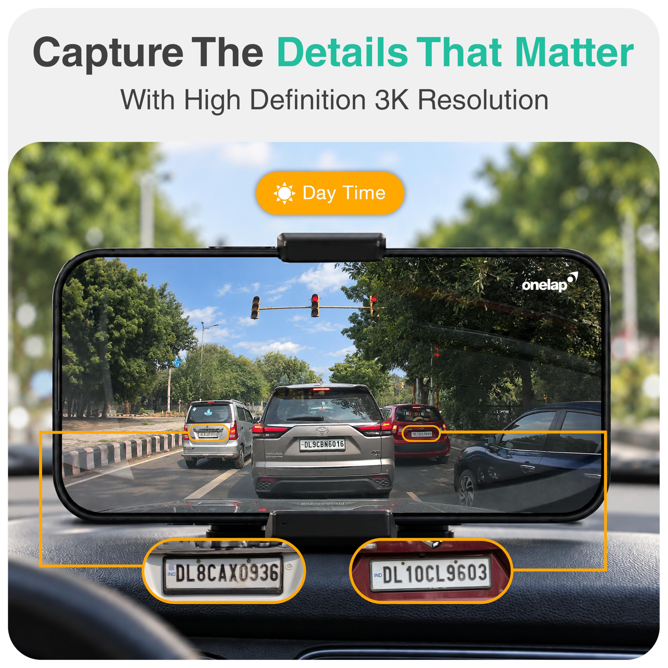 Onelap Vidsure Plus Dashcam - 3K/1080p Dual Camera -8