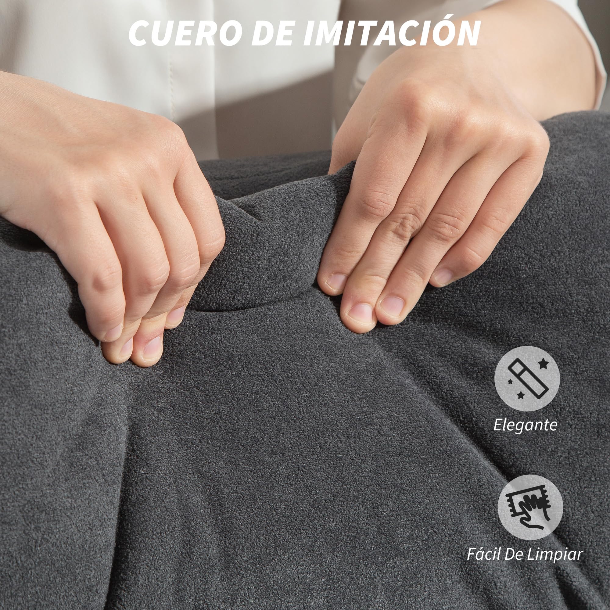 HOMCOM Silla de Escritorio con Reposapiés, Silla de Oficina Giratoria, con Respaldo Reclinable y Alto, Asiento y Reposabrazos Anchos, Acolchado Grueso, Tapizada en Terciopelo, Altura Ajustable, Gris