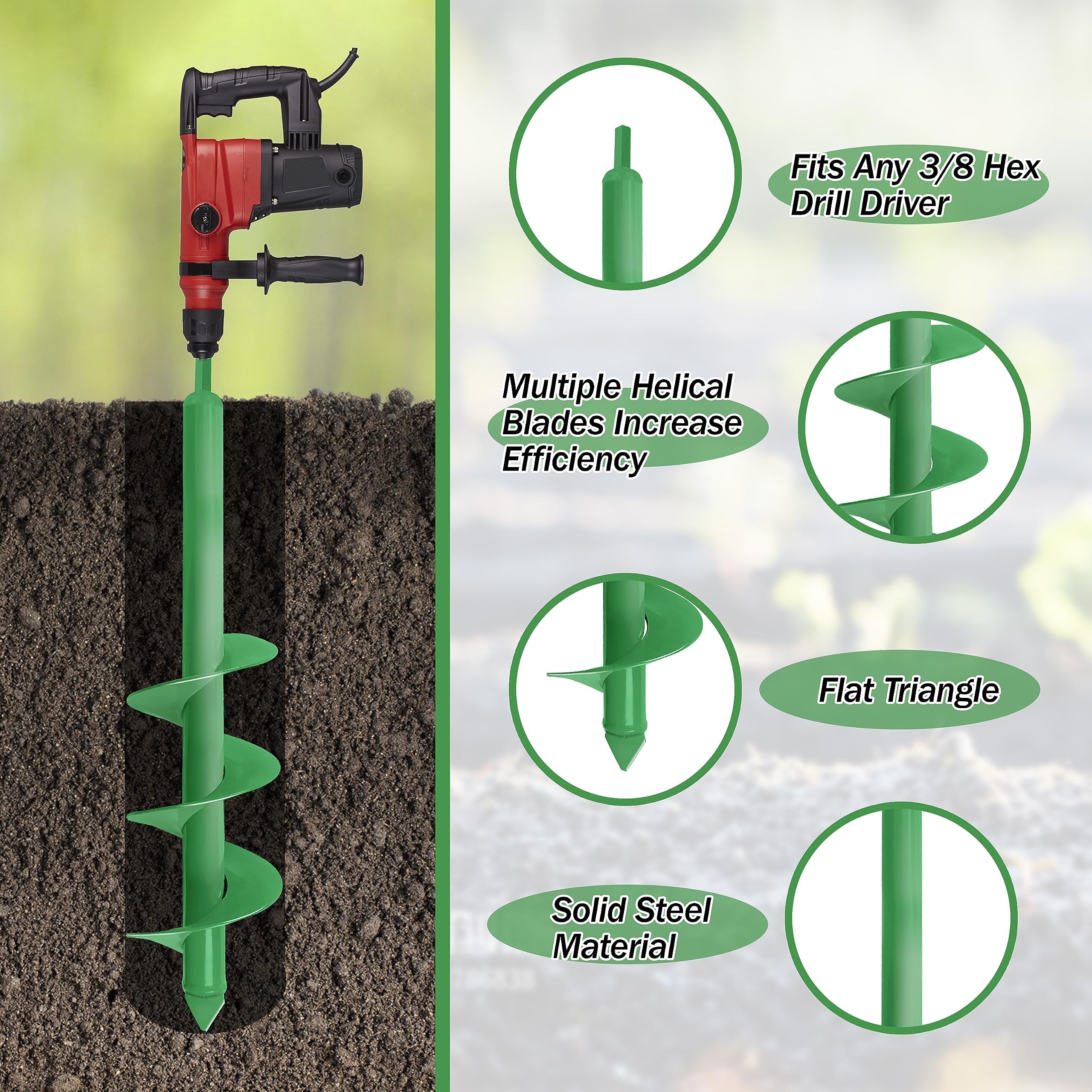 Auger Drill Bit Non Slip Garden Auger Spiral Drill Bit - Temu
