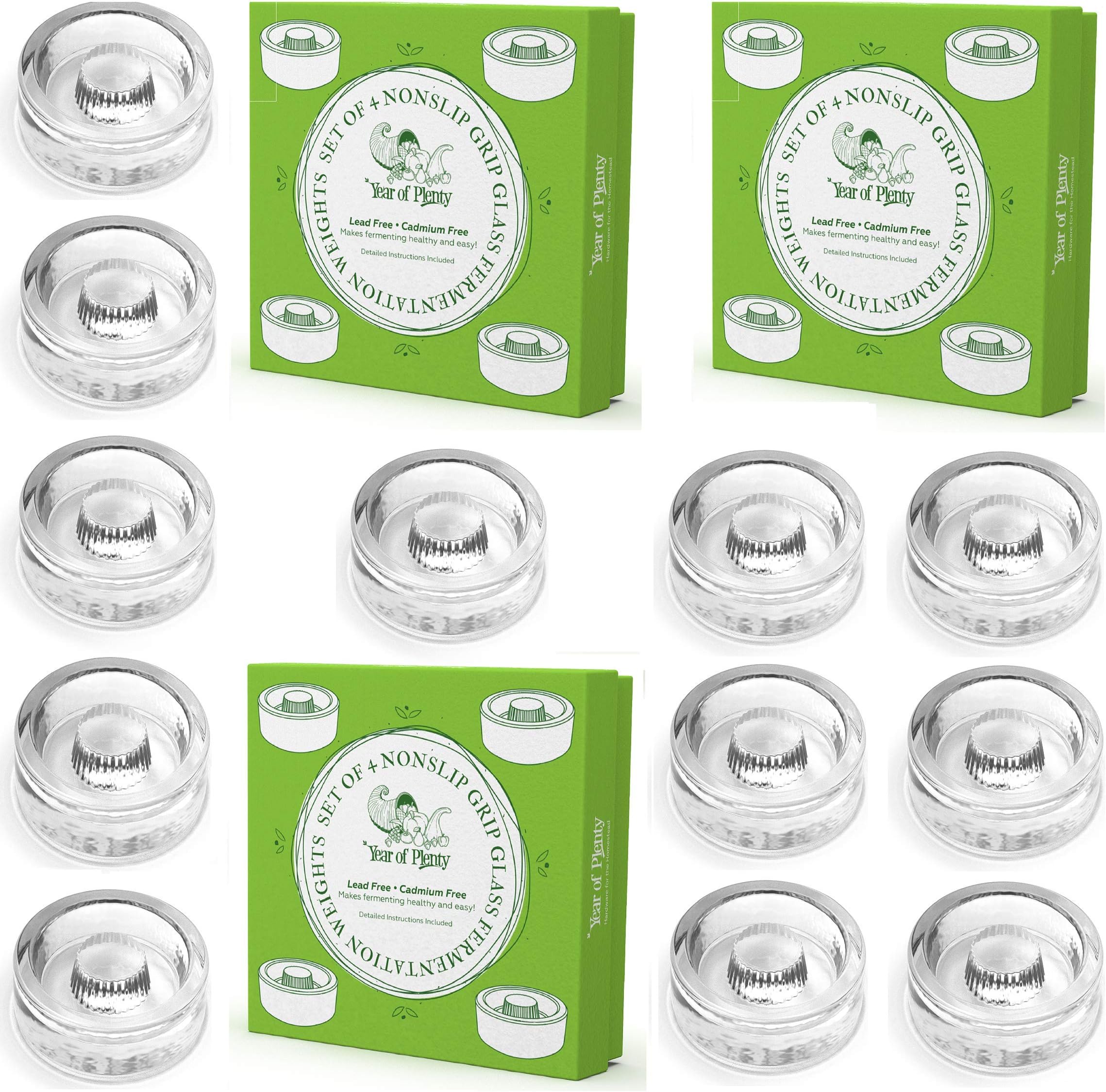 Fermentation Weights | NonSlip Grip Handle | 12-Pack for Fermenting Sauerkraut, Pickles, Kimchi in Wide Mouth Mason Jars - Lead/Cadmium Free