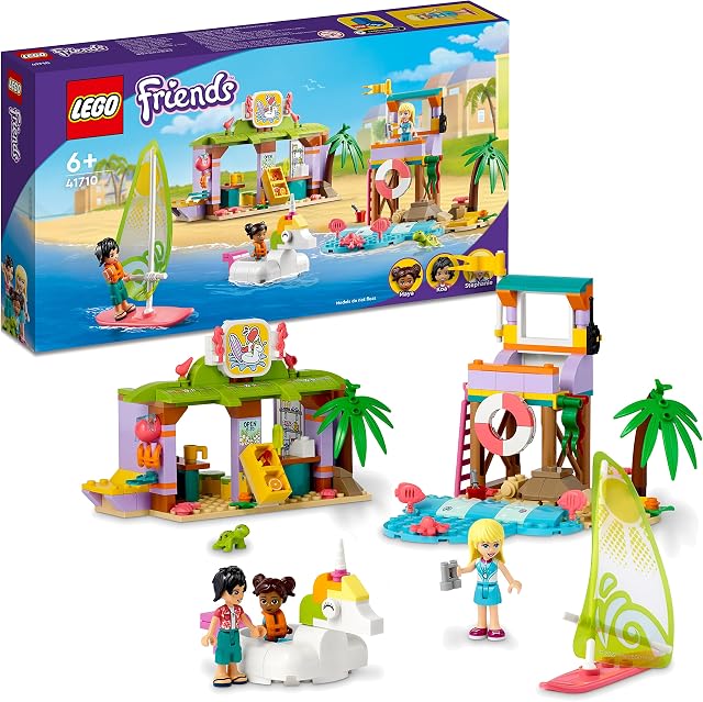 LEGO 41710 Friends Surfer Beach Fun Holiday Set with Toy Unicorn Floatie, Turtle & Lifeguard Stephanie Mini-Doll, Gift Idea for Kids 6 Plus Years Old