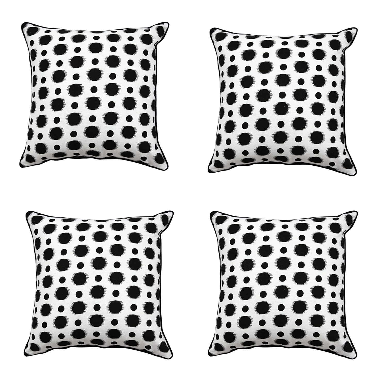 Buy Sadyaska Black & White Screen Printed Sofa Cushion Cover 16x16 (Set