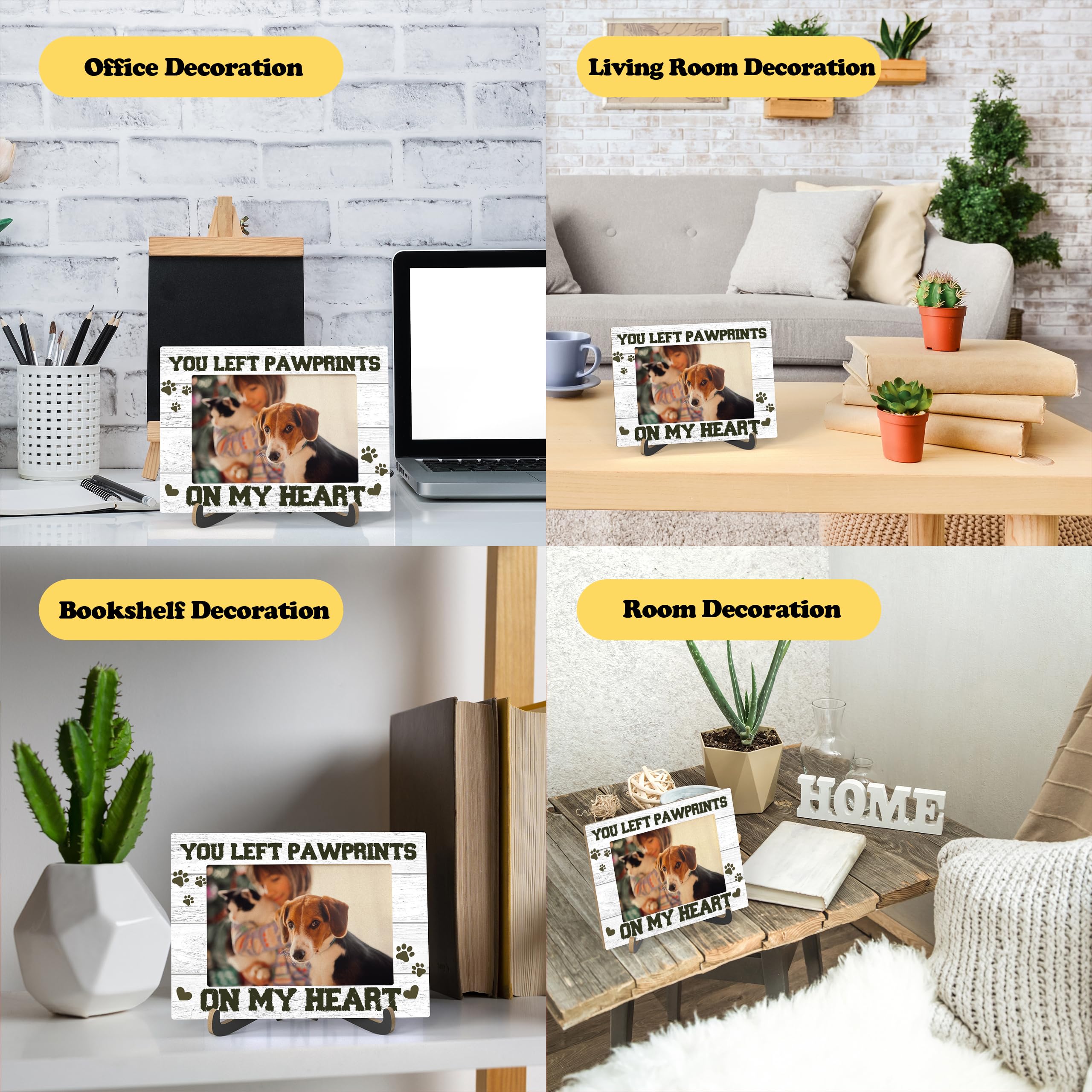 Holz-Bilderrahmen 'You Left Paw Prints On My Heart' – 14,7x20,3 Cm Mit Metallständer, Geschenk Für Hundefreunde