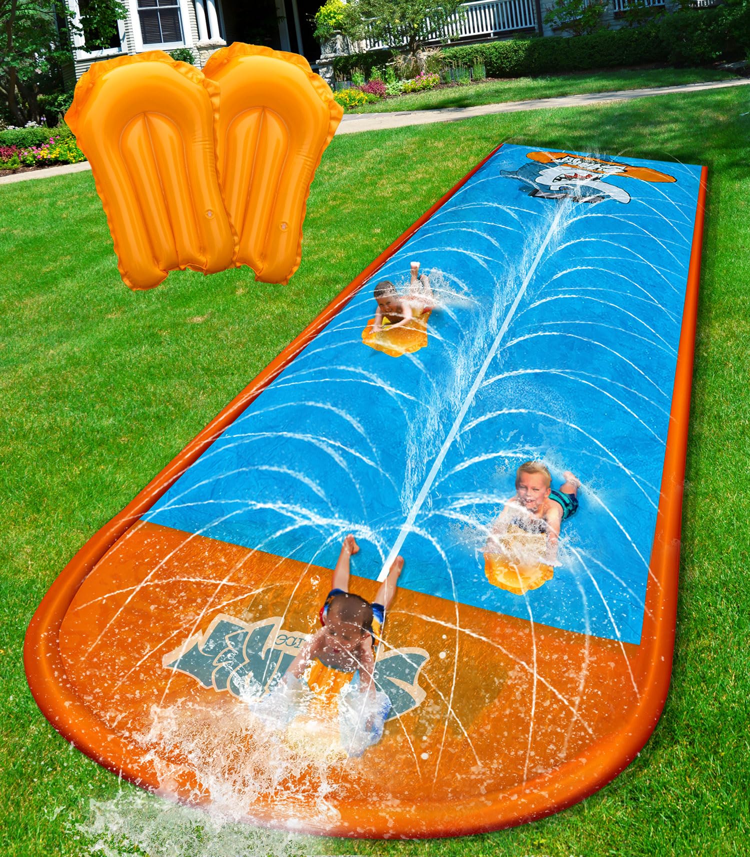 Spring Water Slip and Water Slide, 10 ft Slip Water Slides for Kids Backyards Ages 5-8 8-12 with Sprinkler and Summer Water Fun Toy for Outdoor Lawn Games Play