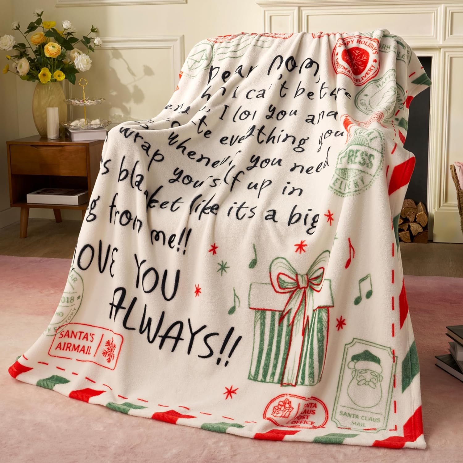 Joiedomi Gifts for Mom Blanket Birthday Gift from Daughter Son Soft Flannel Throw Blanket Presents for Mother's Day Valentines Day Christmas 50" x 60" Green - Image 2