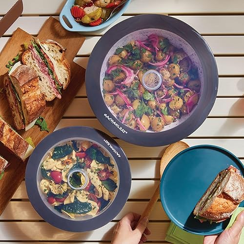 Miniatura 4 de Rachael Ray Tools and Gadgets - Juego de tapas de succión de silicona, 2 piezas, gris oscuro