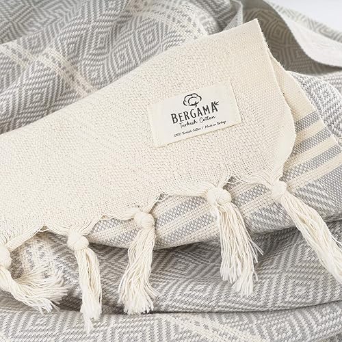 Miniatura 9 de Bergama - Toalla de playa turca  100% algodón, prelavada, 38 x 71 pulgadas  Secado rápido, libre de arena, ligero  Toalla de baño grande para playa,
