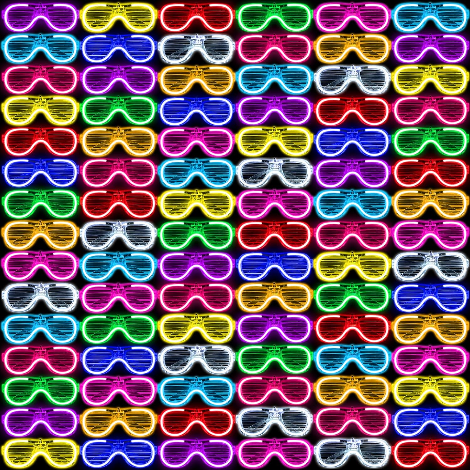 60 Pack LED Glasses, Light Up Glasses, 10 Neon Color Party Supplies for Kids Adult, Shutter Shades Light up Glasses, Glow Sticks Sunglasses Party Favors Birthday Christmas Carnival Party Glow Toys