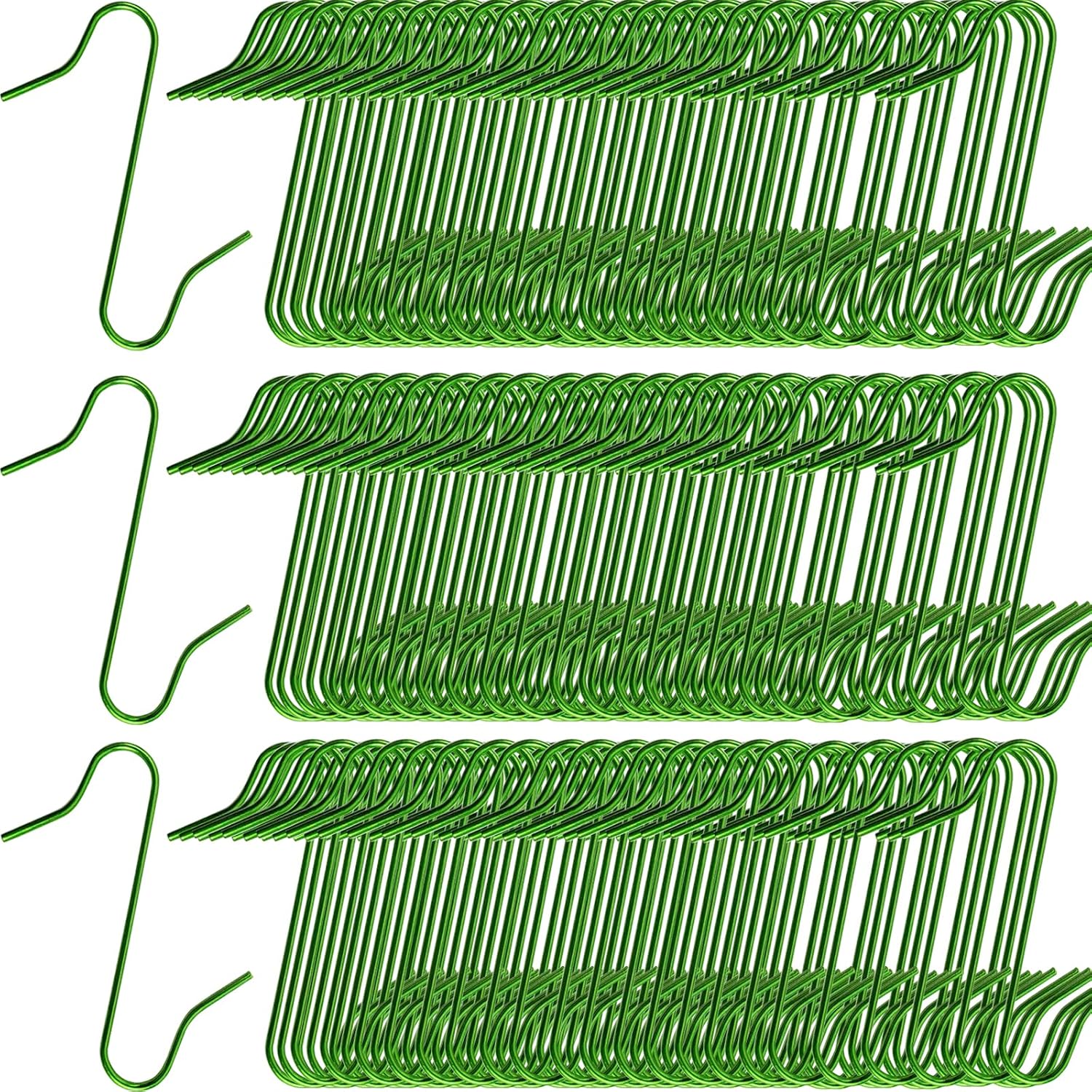 TIHOOD 300PCS Christmas Ornament Hooks Metal Ornament Hangers Mini Hooks with Storage Box Xmas Hanging Hooks for Christmas Tree Decorations Party Balls (Green)