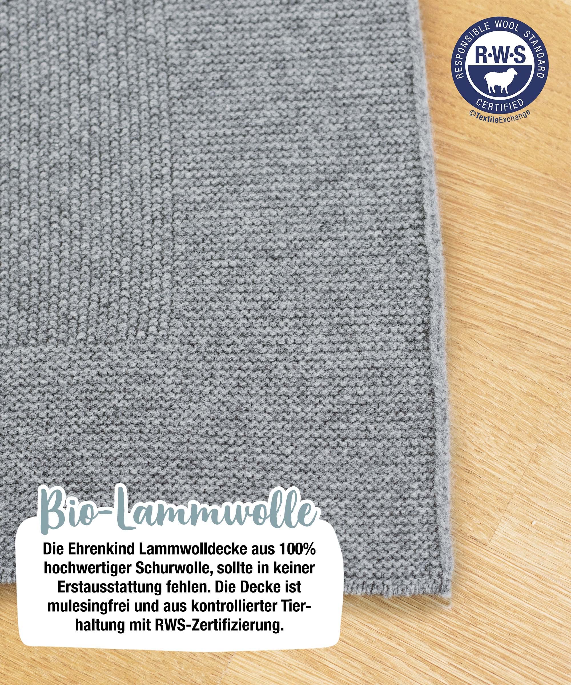Ehrenkind® Babydecke | Kuscheldecke aus ECO Lammwolle Natur| Baby Erstausstattung Neugeborene | Krabbeldecke für Baby