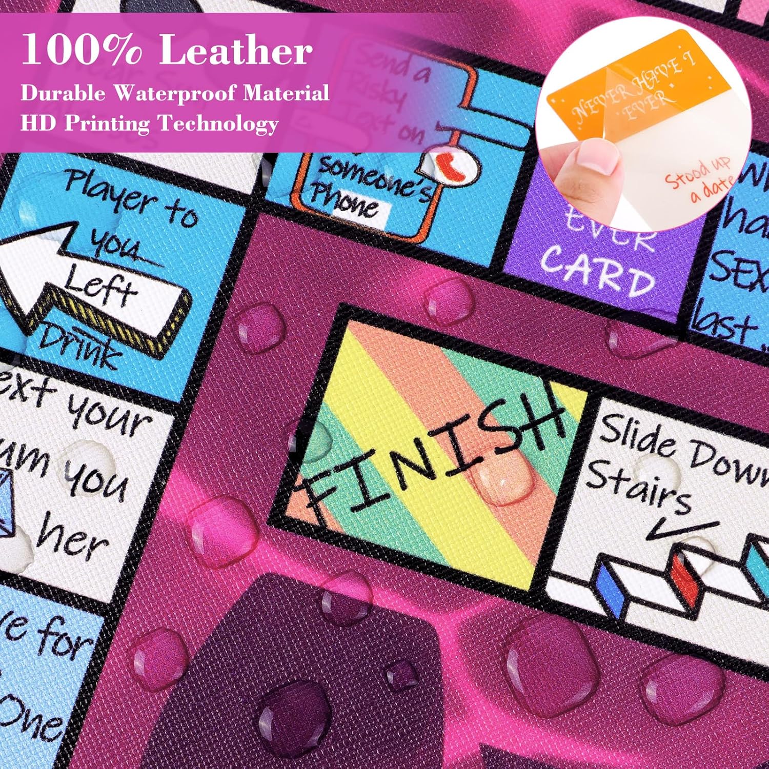 Drinking Games for Adults Party,Larger Fun Leather Mat Bachelorette Party Games for Adults Board Game, Girls Night Party Game Age 21+, 2-8 Players (Purple)