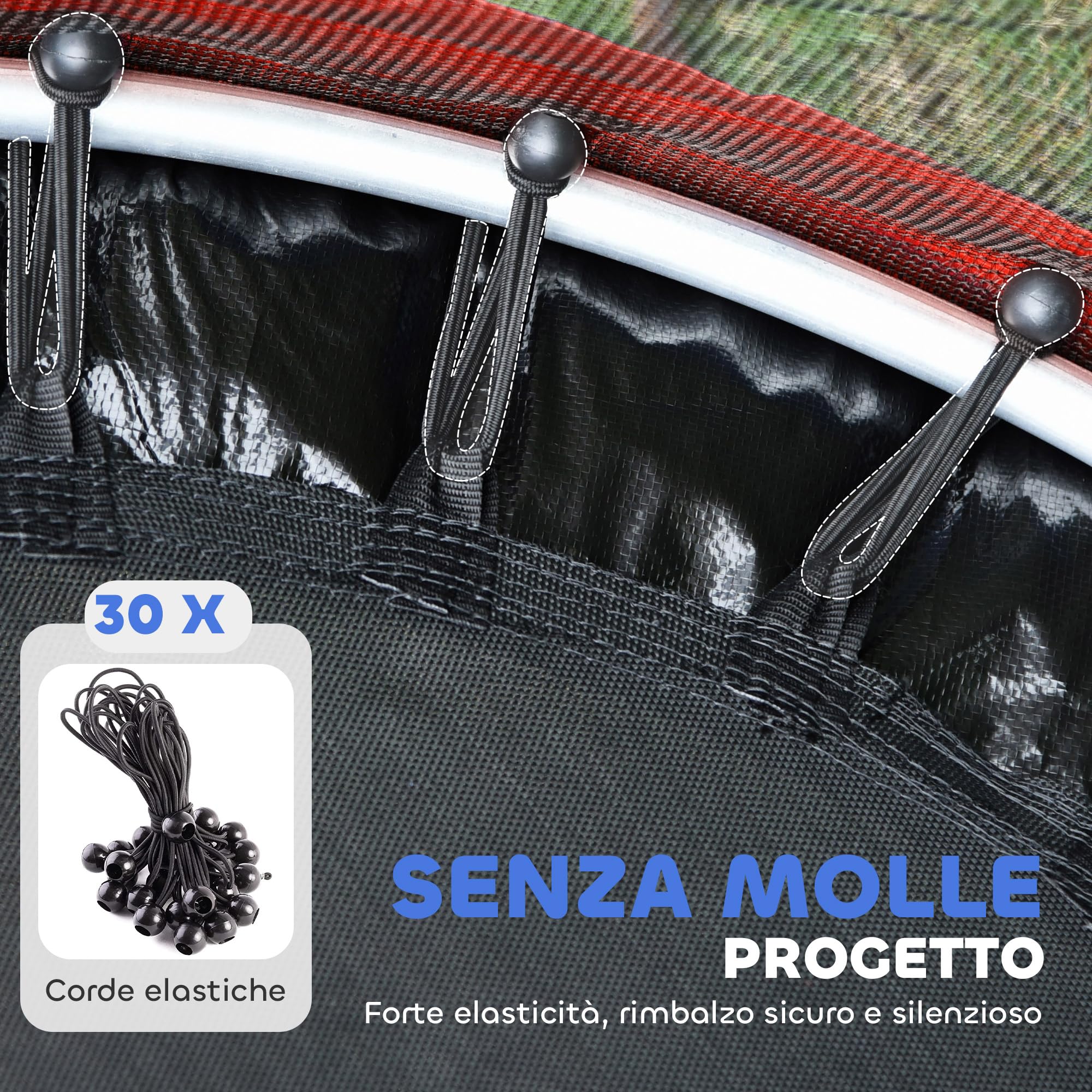 HOMCOM Trampolino per Bambini 3-6 Anni con Rete di Sicurezza, Tappeto Elastico Senza Molle con Gambe a L, per Interno ed Esterno, Ø160x190 cm, Multicolore