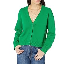 Amazon Essentials Cardigan Corto con Scollo a V dalla vestibilità Comoda Donna, Verde, S