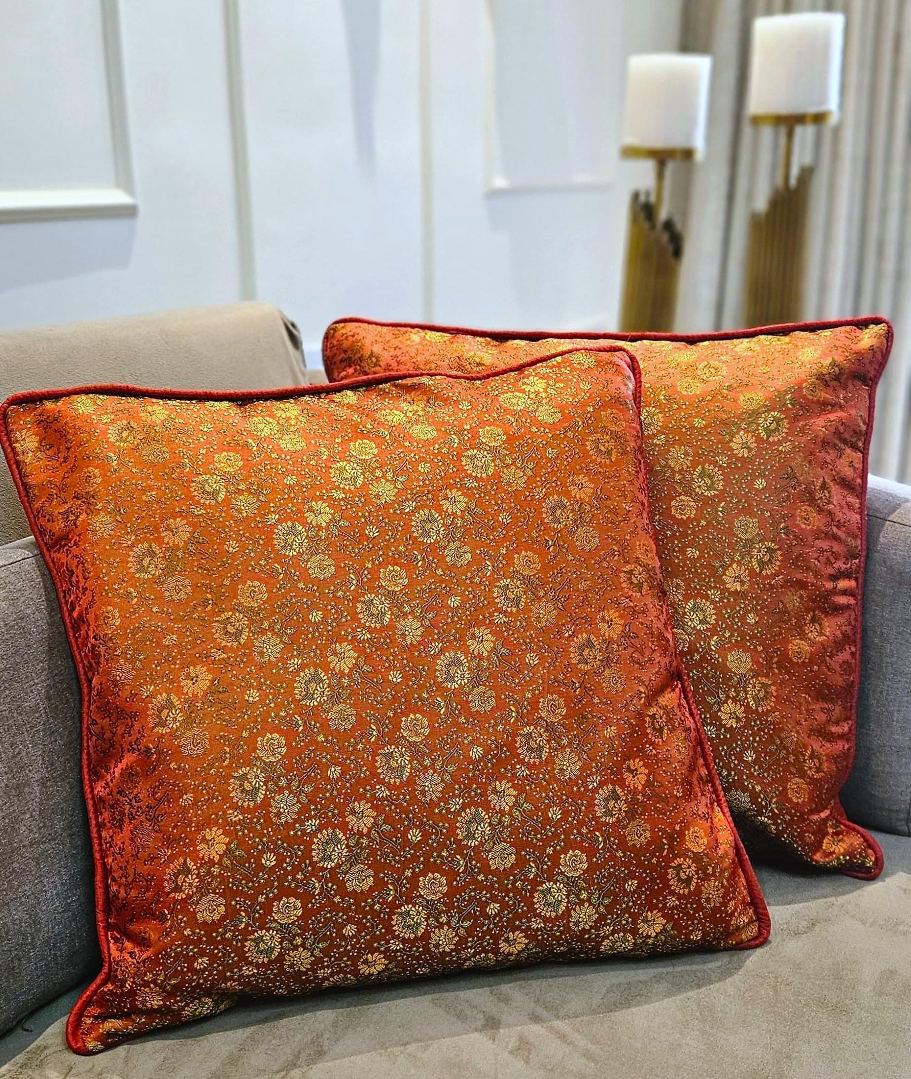 House Of Silko Banarasi Brocade Red and Gold Cushion Cover for Home Decoration, Gifting (Size-16"x16") Set of 2 (red Gold) (B08RZ7K9YX) Amazon Price History, Amazon Price Tracker