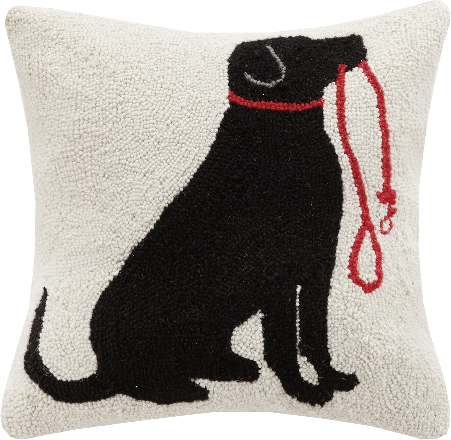 Peking Handicraft Lab and Leash Hook Pillow,Black/Red, 16" Height