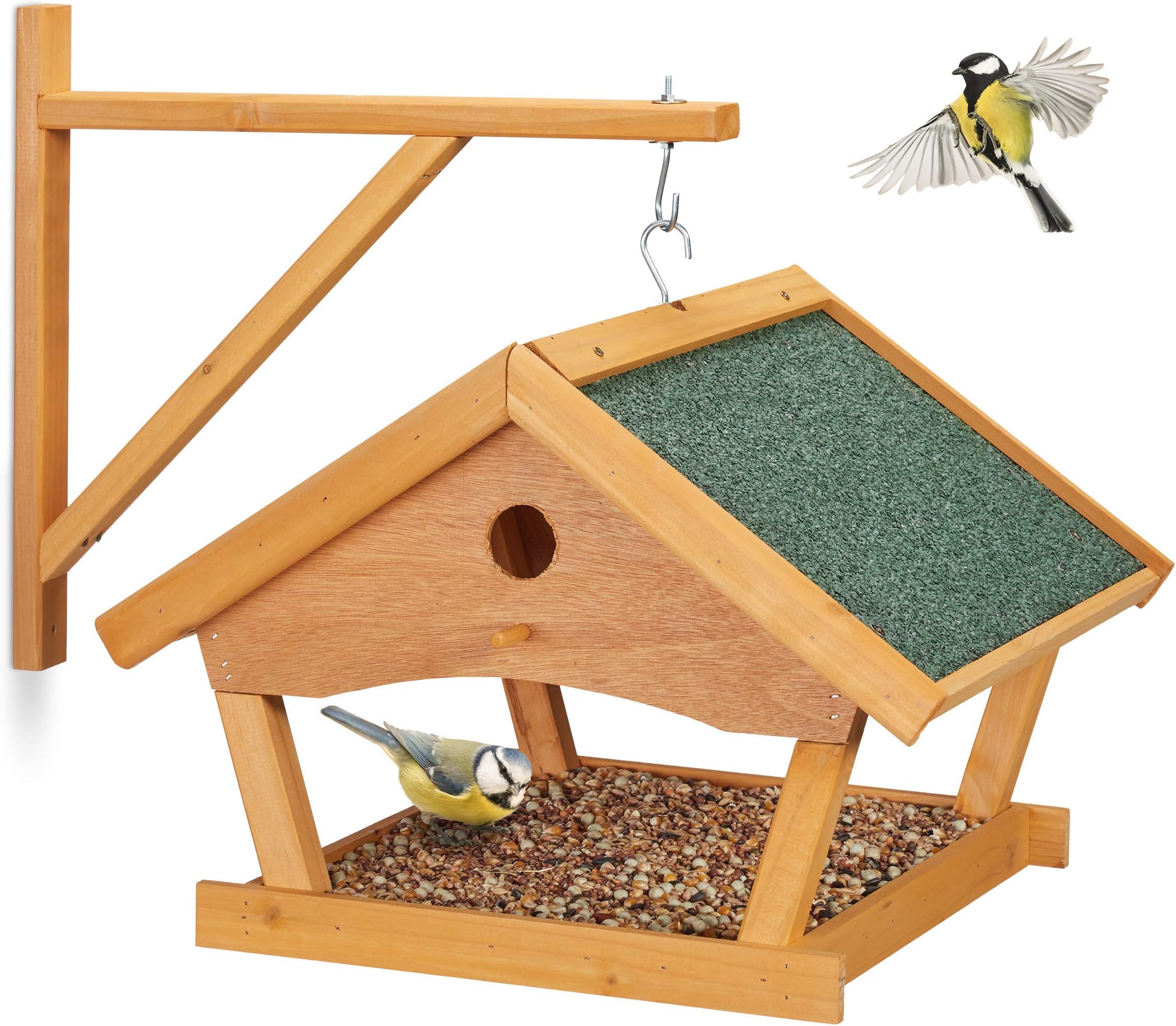 Casetta Per Uccelli In Legno Naturale - Rifugio Per Nidificazione Da Appendere In Giardino O Balcone - Foto 8