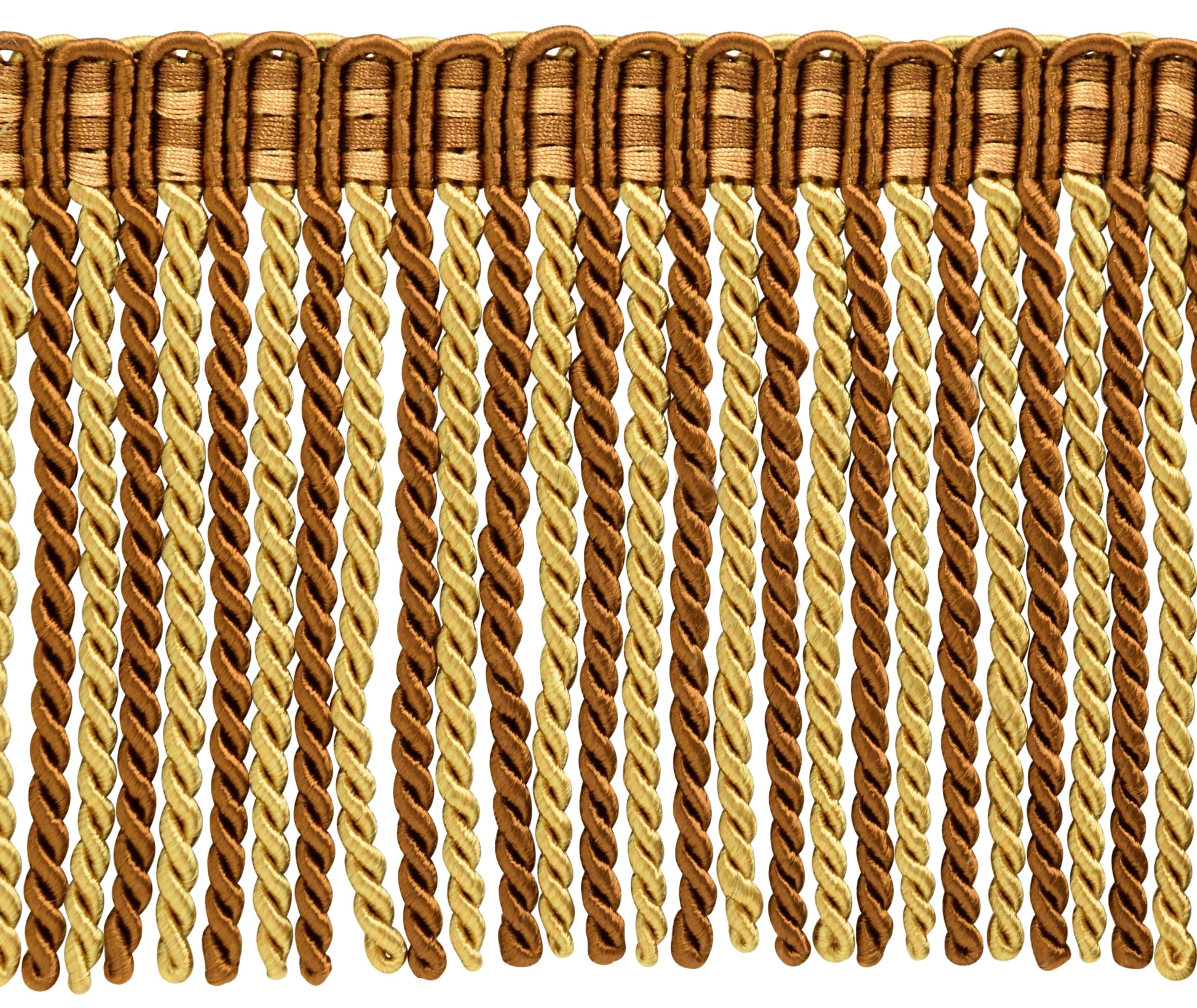 Frange cannetille marron et or 15cm pour rideau et canapé Style DB6 - Rouleau de 24,7m