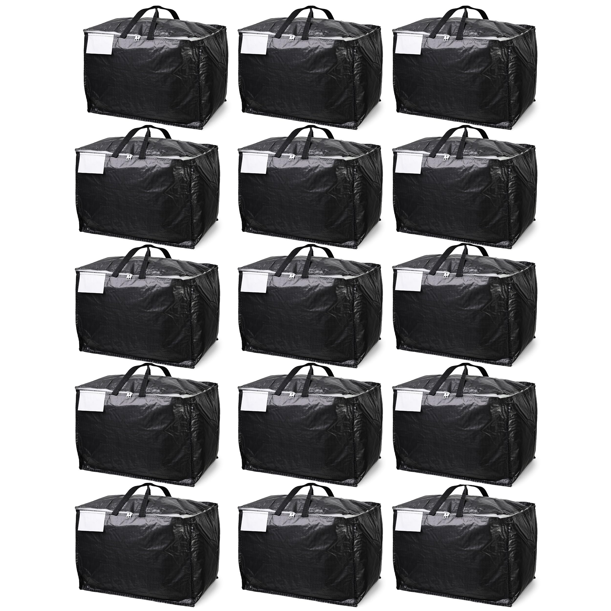 Moving & Storage Bags – HEAVY DUTY 100L - PREMIUM Grade, Reusable Zippered Tote for Moving House, Clothes Storage, Camping, Attic & More – Industrial Strength Laundry & Utility Bag (15 Bags)
