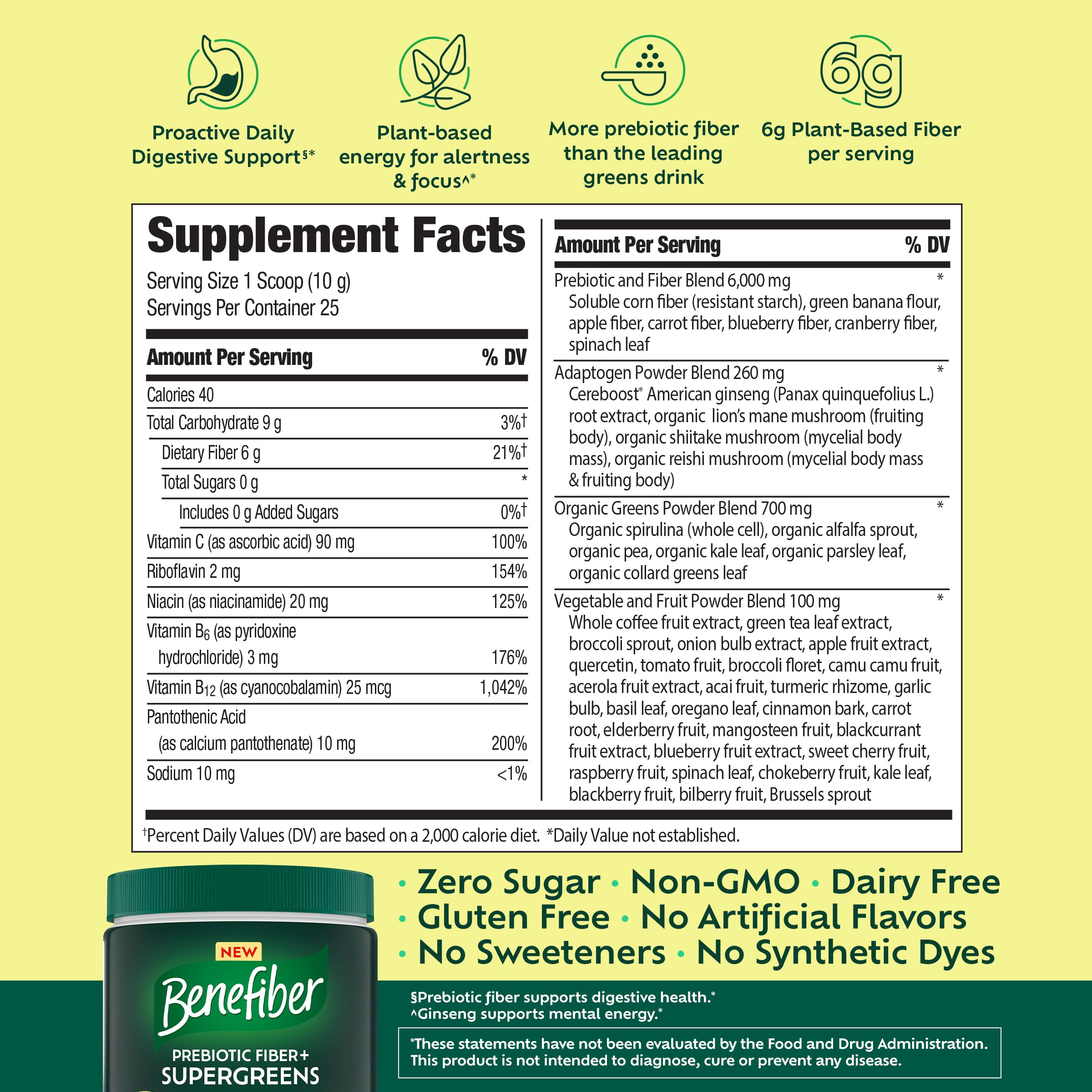 Benefiber Prebiotic Fiber + Supergreens, Watermelon Lemonade Flavor, 8.8 oz — Amazon image 8