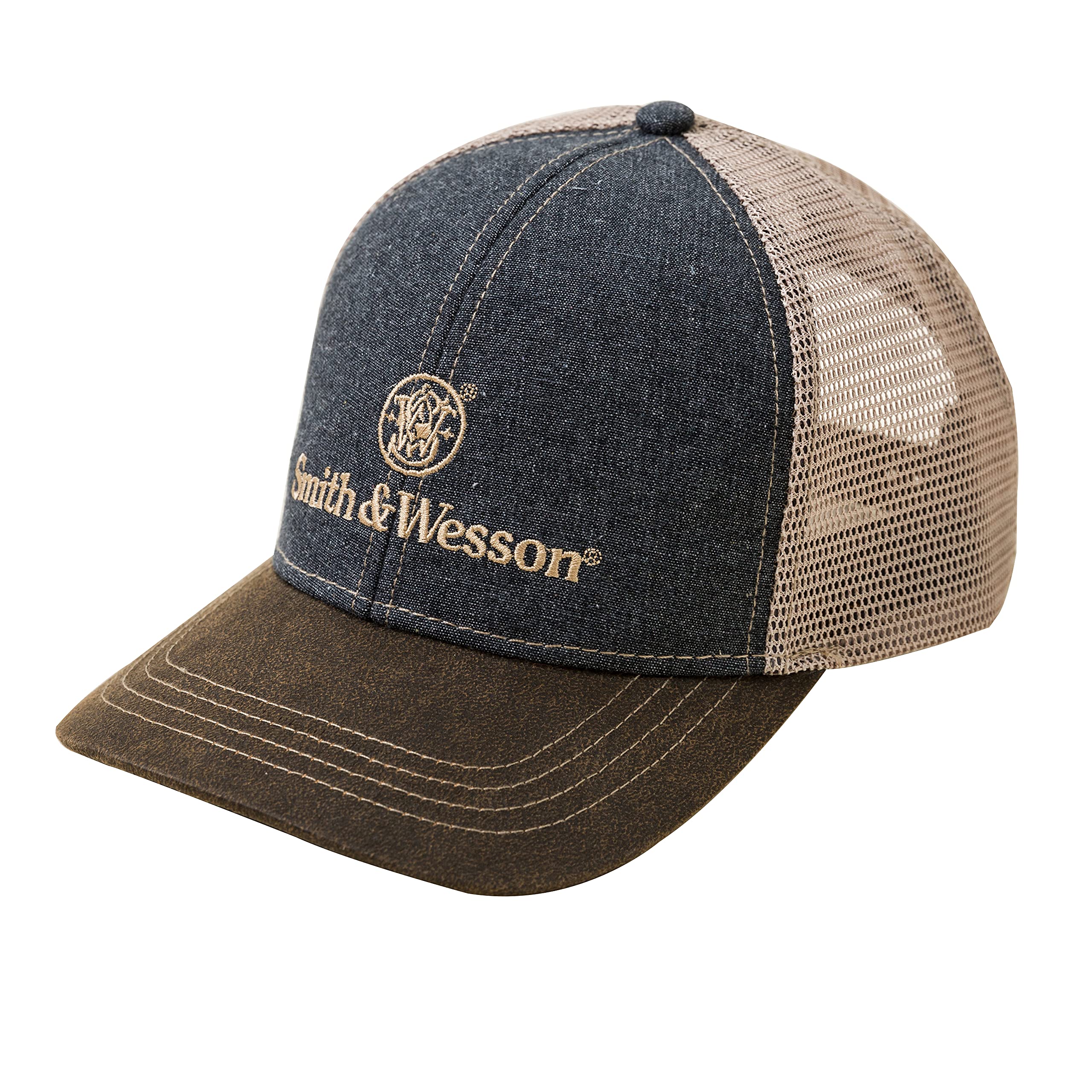 Smith & Wesson Officially Licensed Men's Trucker Hat, Classic S&W Embroidered Logo Baseball Cap
